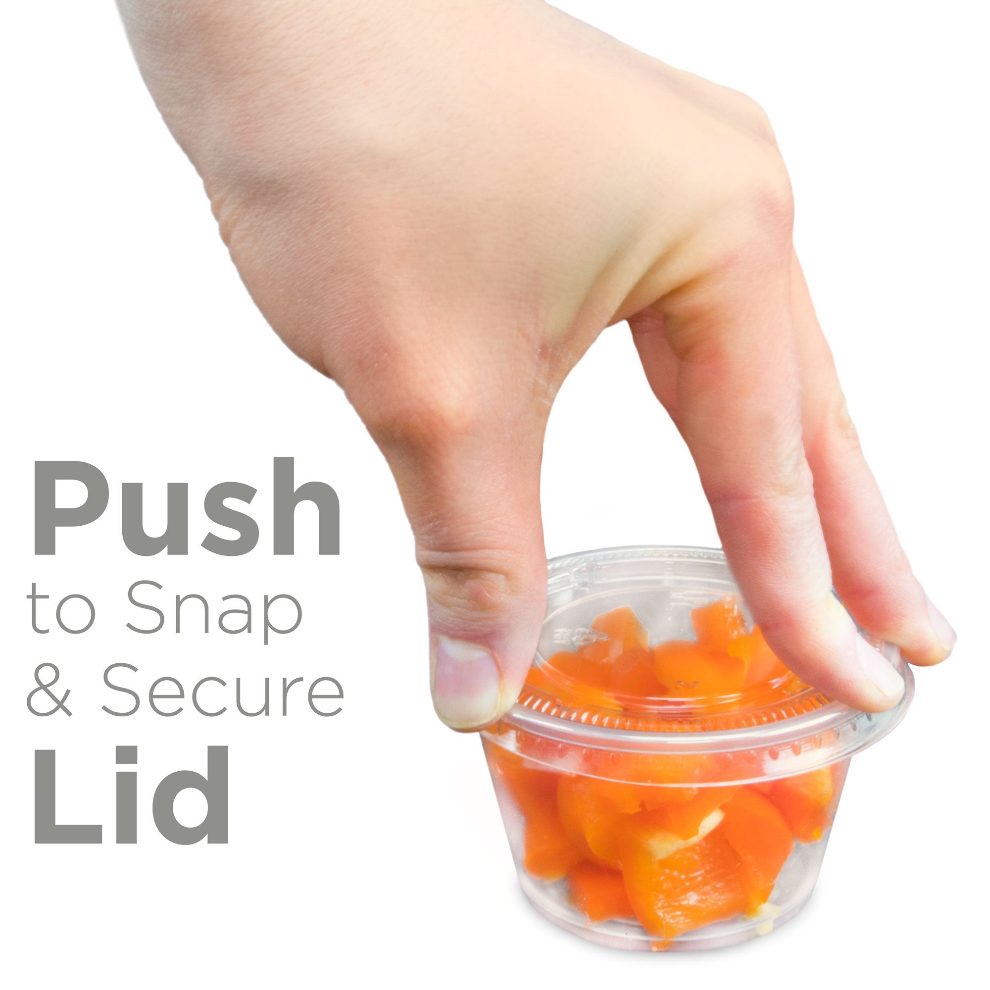 Back Of House Ltd. 100-Pack Of Disposable Clear Plastic Condiment Storage Cups With Lids - Choose 2 Oz. Or 4 Oz. - For Restauran