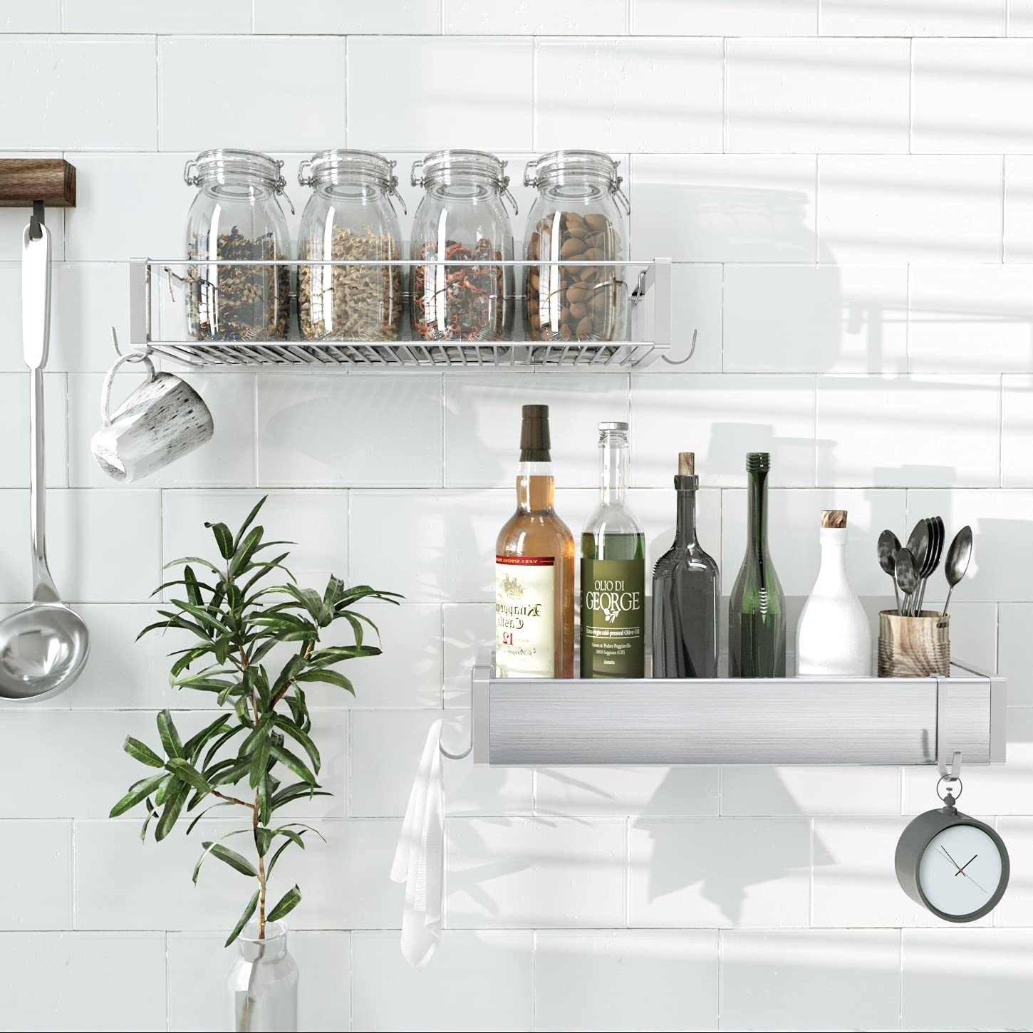 Roseyat Bathroom Adhesive Shower Caddy Basket Shelf With Hooks, No Drilling Removable Bathroom Shelf Organizer,Stainless Steel R