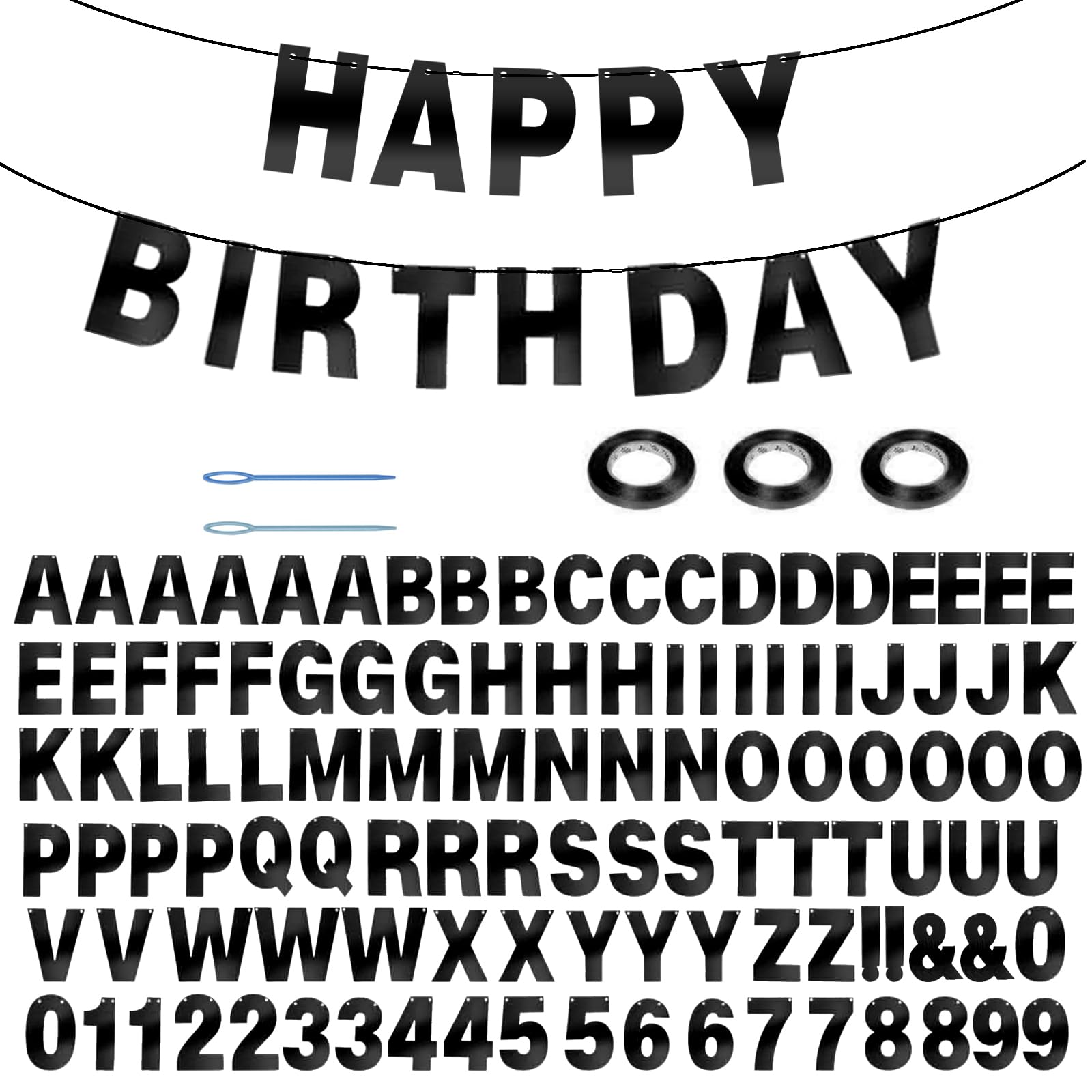 116 Pcs Diy Glitter Customizable Banner Kit Custom Banner Including 111 Letters And Numbers 3 Rope And 2 Threading Device For Pe