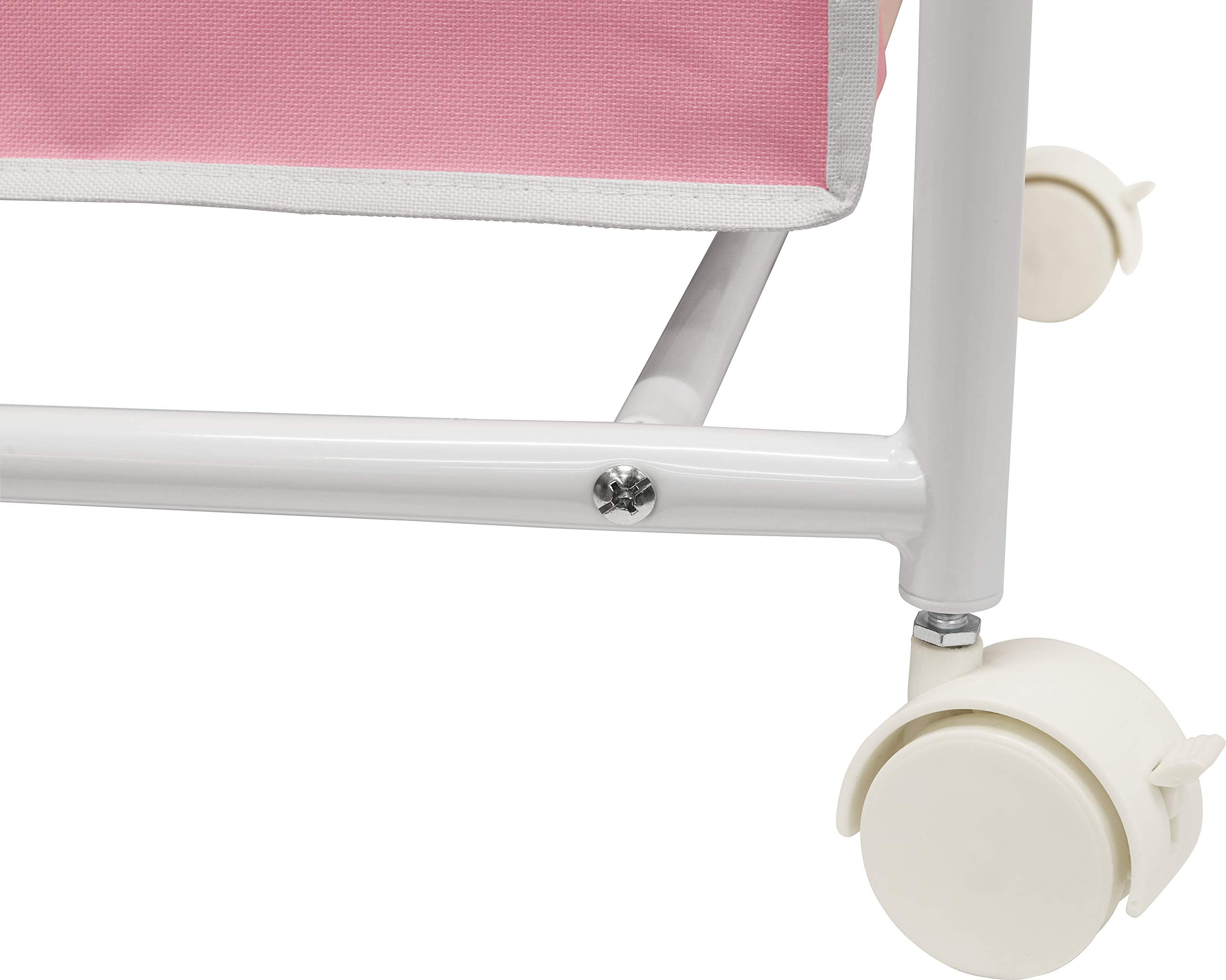 Simple Houseware 2-Bag Heavy Duty Rolling Laundry Sorter Cart, Whitepink