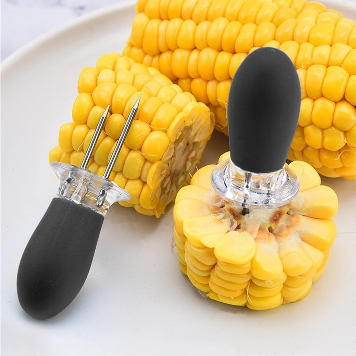 Cinlitek 12 Pcs/6 Pairs Corn Holders Set, Stainless Steel Corn On The Cob Holders With Safe Interlocking Design, Corn Skewers Fo