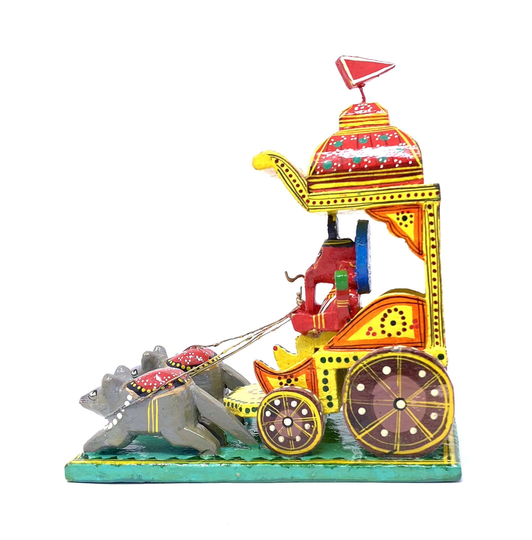 Mahant Ji Lacquer Wooden Ganesh Rath Idol Or Ganesh Rath With Mouse Idol For Ganesh Chaturthi Decoration Collectible Showpiece F