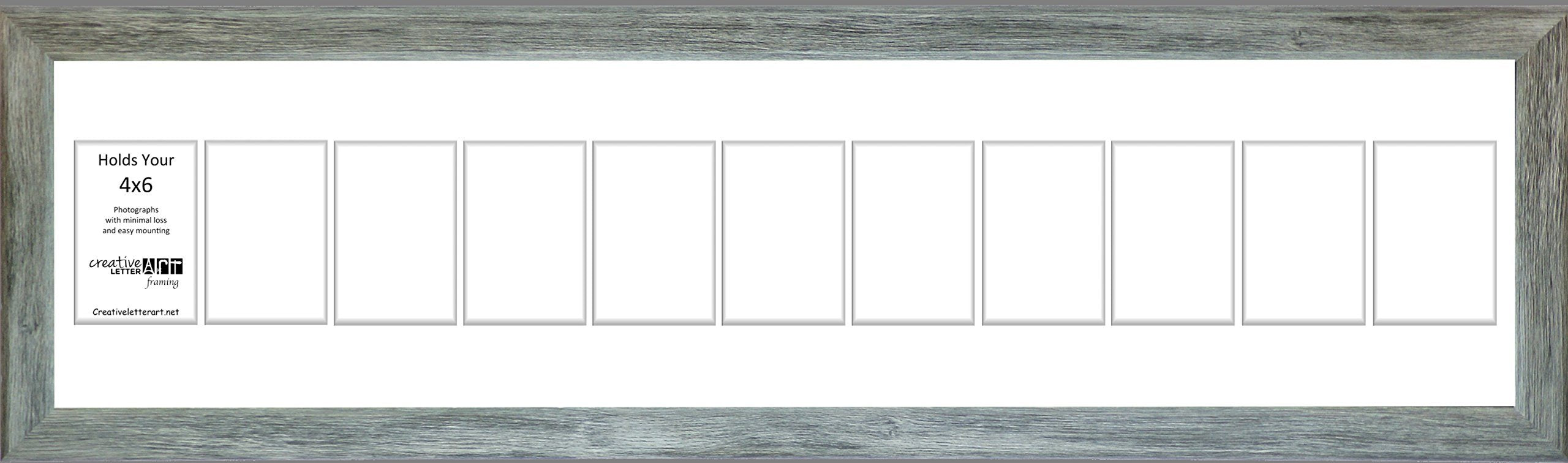Creative Letter Art 4    x 6    Multiple Opening Picture Frame Collage with 11 holes, Hamptons Driftwood Grey Frame with 10 x 44