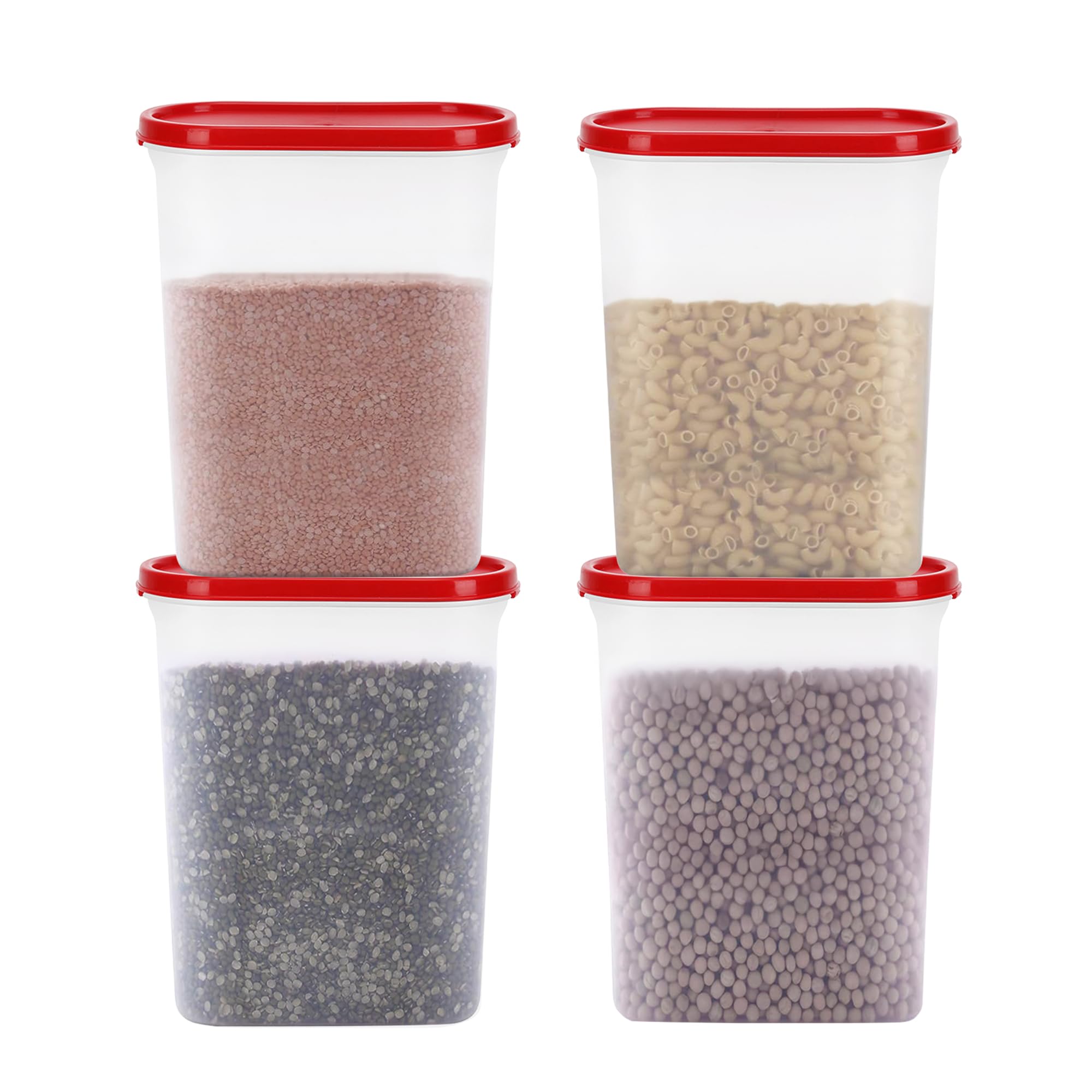 Cutting Edge 2400Ml Modular Storage Container Red Plain Lid (Set Of 4)