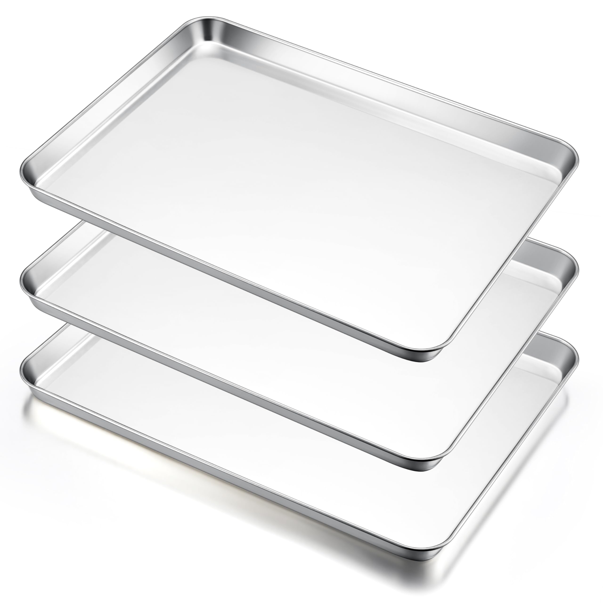 E-far Large Baking Sheets Set of 3, 20   x14    Stainless Steel Cookie Sheet Pans for Oven, Non Toxic Big Metal Baking Tray for 