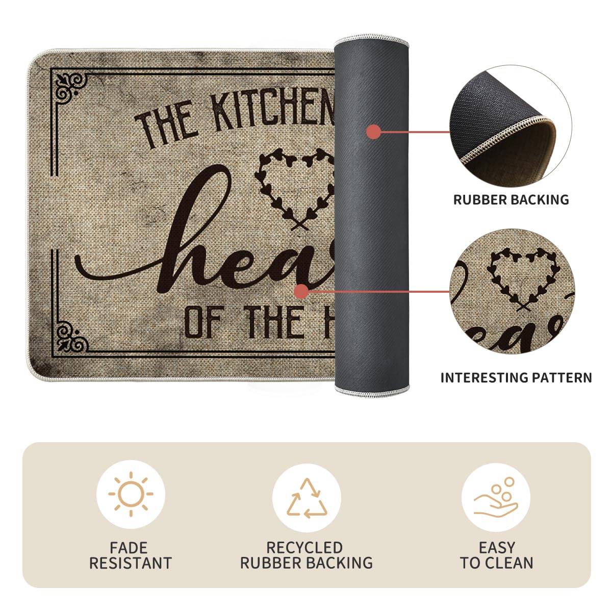 Artoid Mode Kitchen Quotes Kitchen Mats Set Of 2, Seasonal The Kitchen Is The Heart Of The Home Cooking Sets Holiday Party Low-P