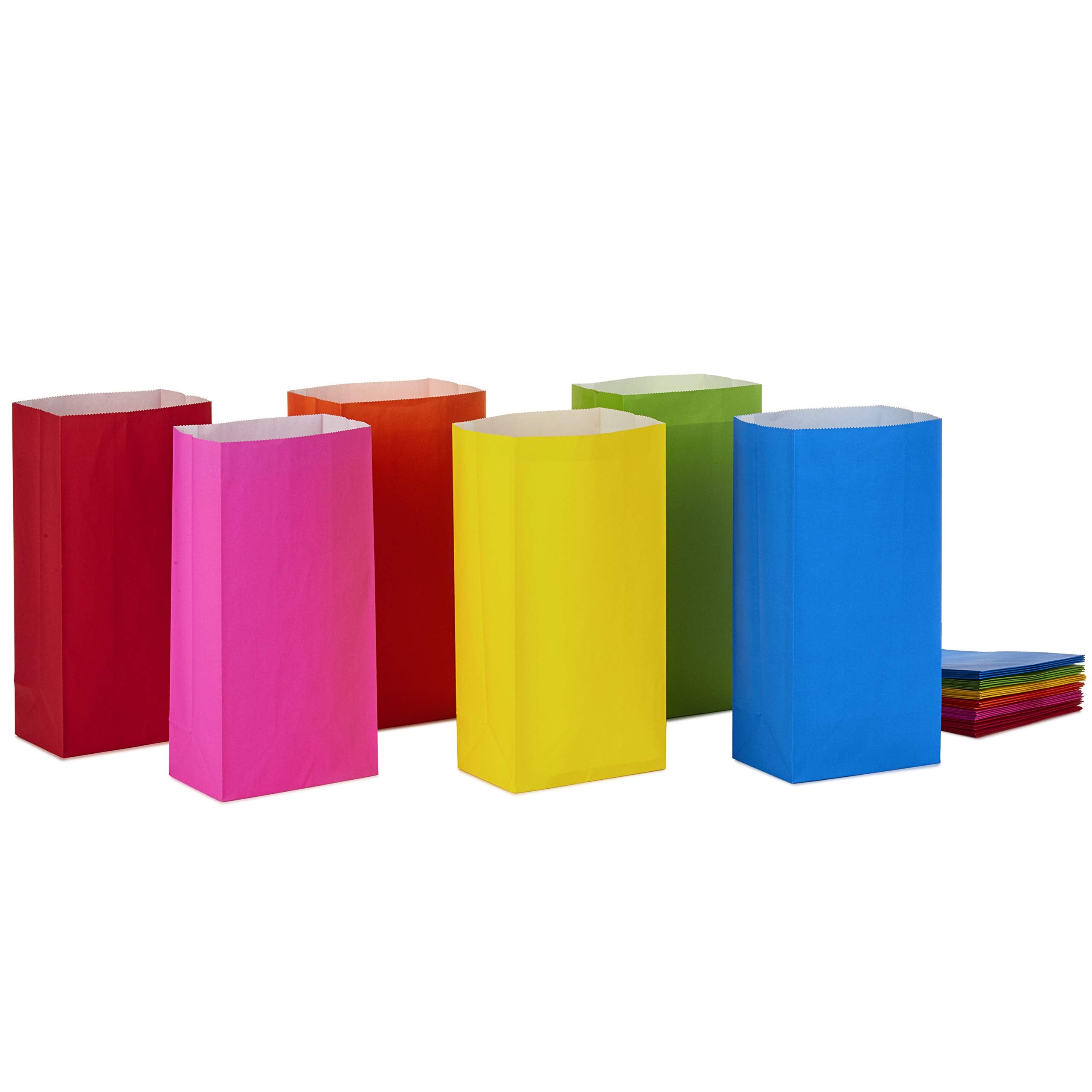 Hallmark Solid Color Party Favor And Wrapped Treat Bags (30 Ct., 5 Each Of Blue, Red, Green, Yellow, Orange, Pink) For Birthdays