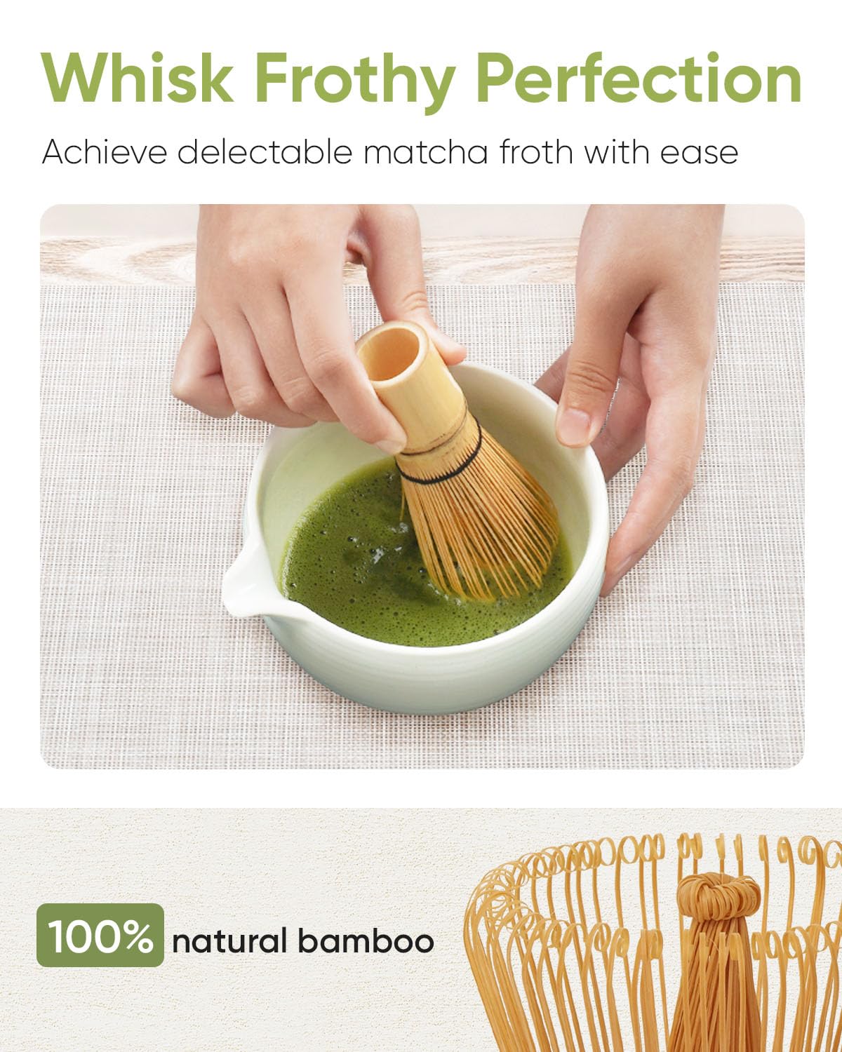 Joiish 5-Pc Matcha Kit Set, Matcha Whisk With Holder, Ceramic Matcha Bowl With Spout, Japanese Tea Making Tools, Complete Matcha
