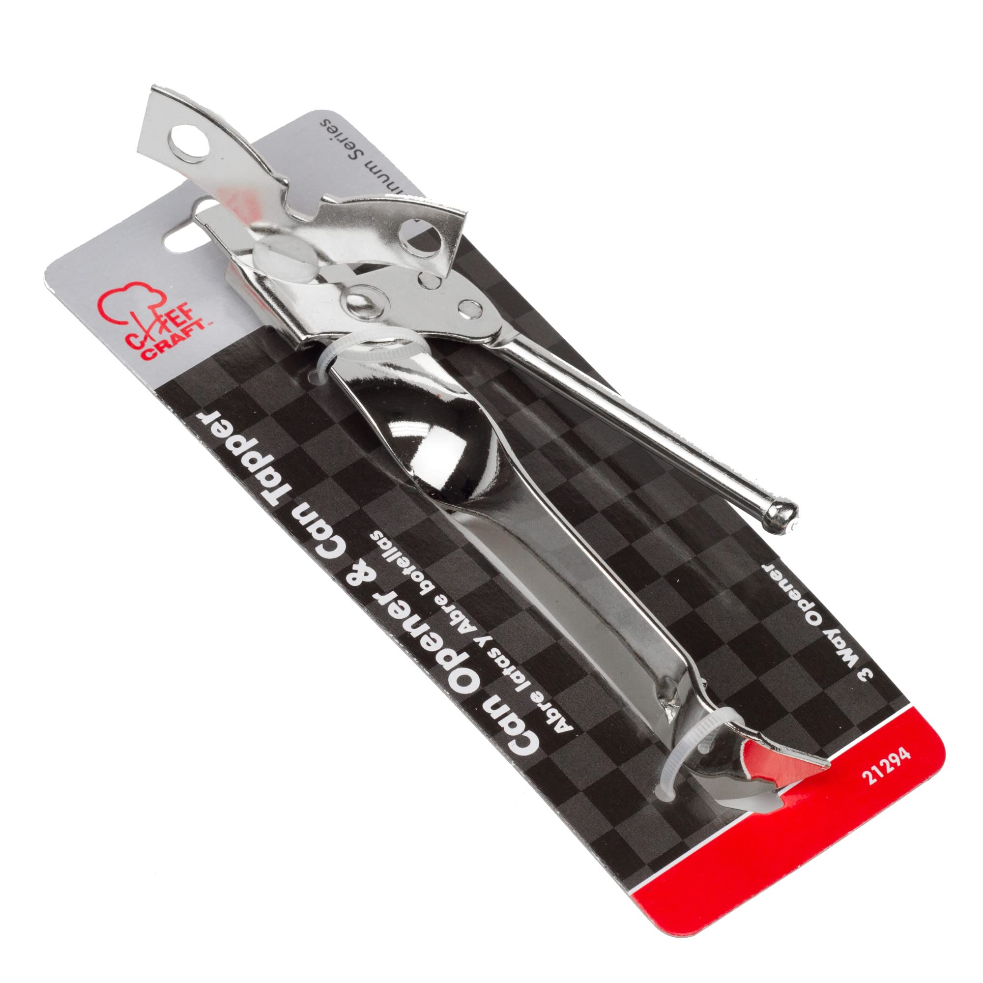 Chef Craft Select Can Opener With Tapper, 6.5 Inches In Length, Nickle Plated