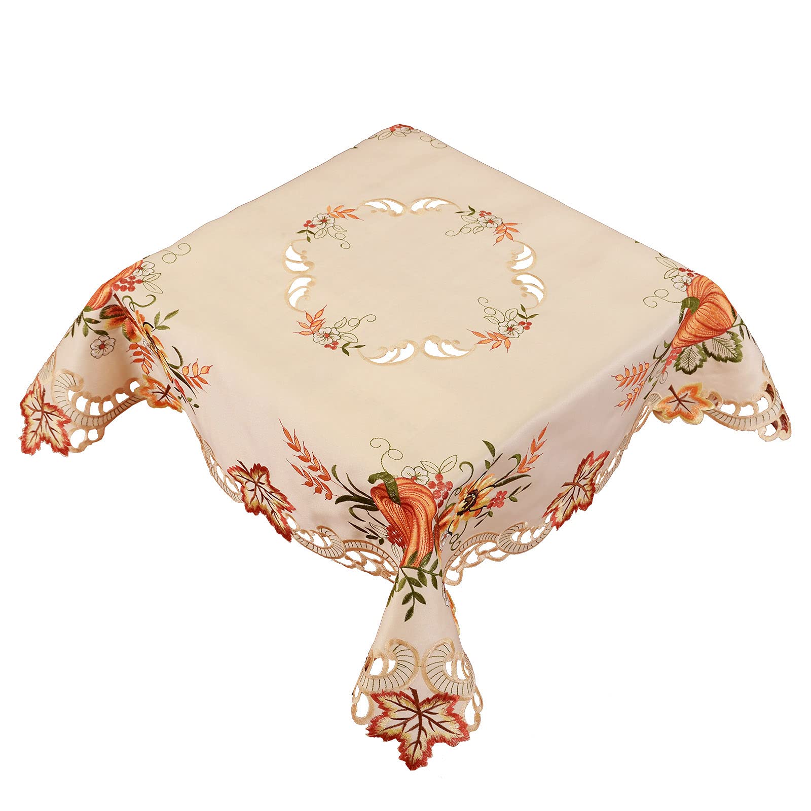 Simhomsen Thanksgiving Holiday Fall Autumn Harvest Pumpkins Small Square Tablecloth, Toppers, for End Table, Tea Table, Coffee a