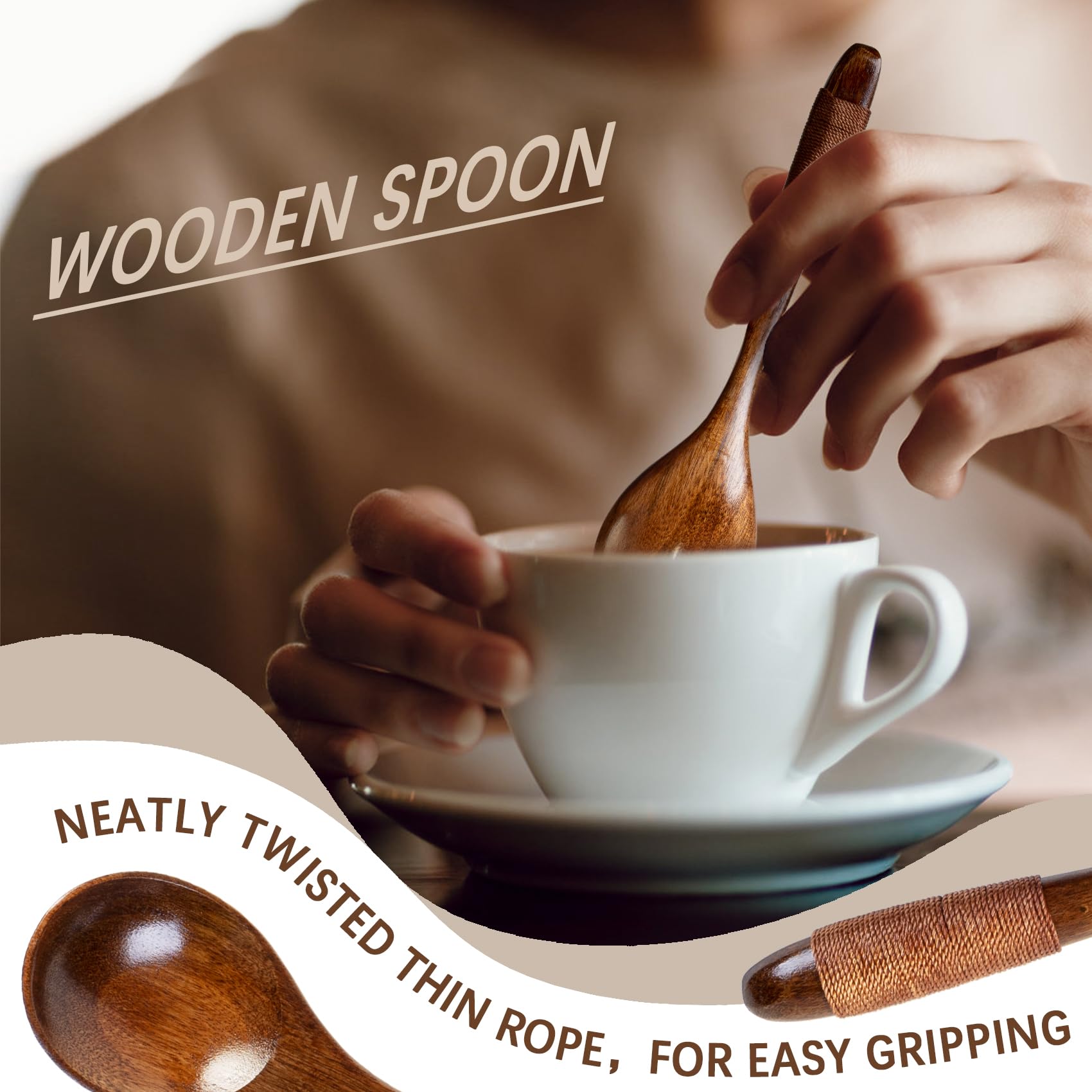 Hefild 6 Pcs Wooden Spoons For Honey, 6.7 Inch Small Wooden Spoons - Terrific For Tea, Coffee & Soup, Little Wooden Serving Tabl