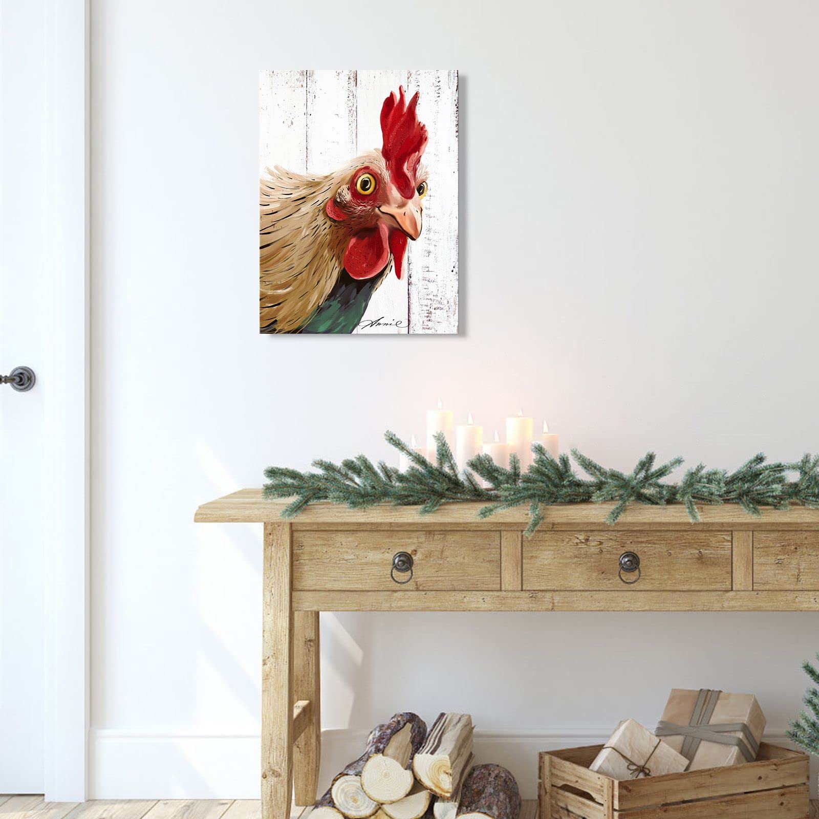 Rooster Kitchen Decor Wall Art - Abstract Farmhouse Chicken Canvas Painting Picture Prints Artwork For Home Kitchen Decor