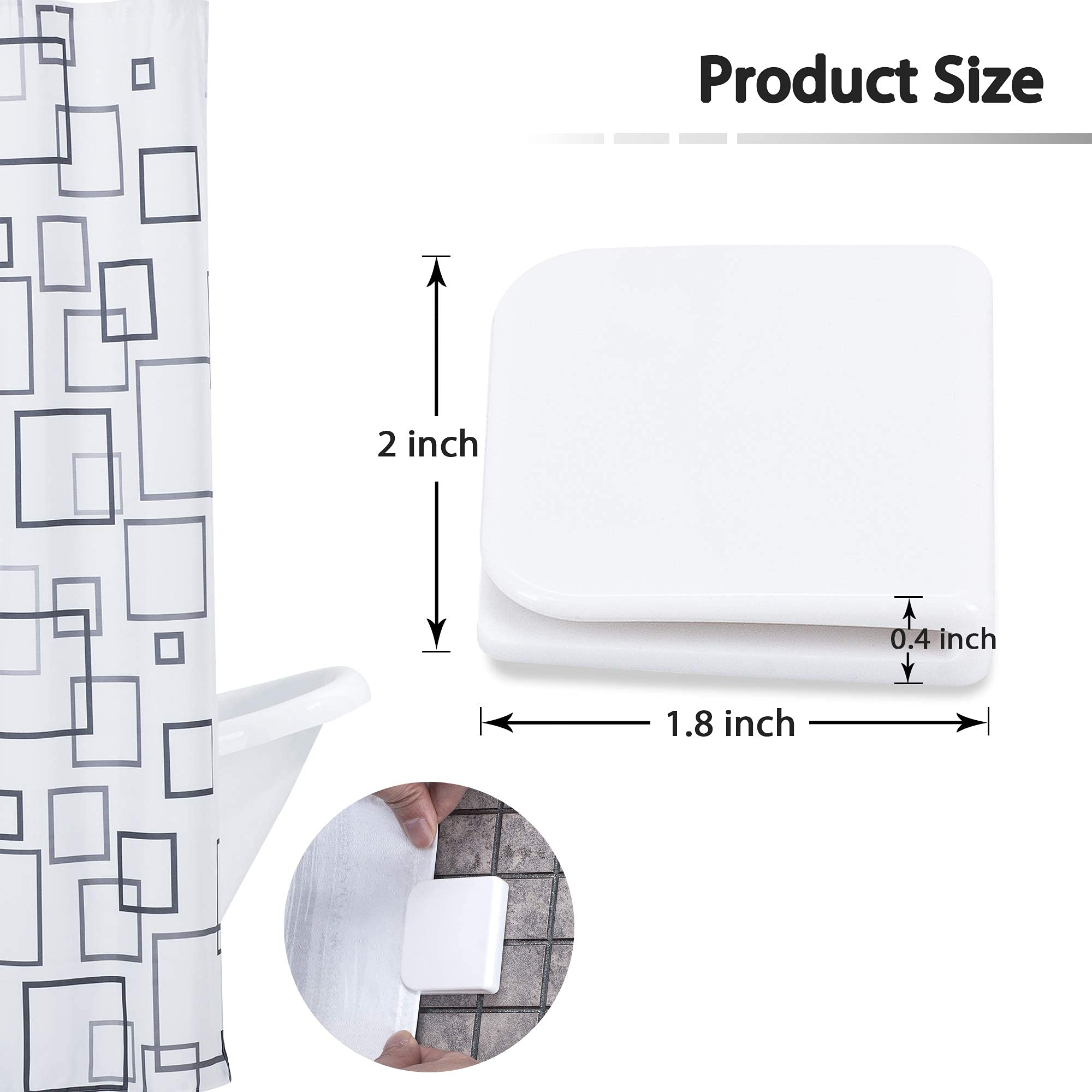 Shower Curtain Clips, Beda Home 4 Pieces Shower Splash Guard, Wind-Proof Self Adhesive Shower Curtain Clips, Avoid Slippy Floor