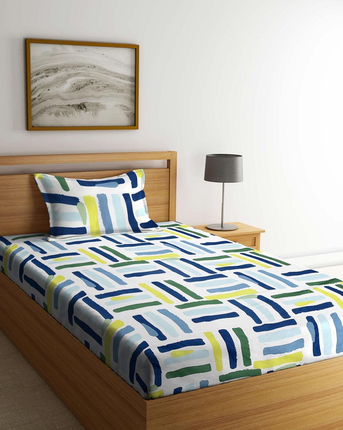 T Tungol Super Soft All Round (Elastic Fitted) Single Bed Bedsheet With 1 Pillow Cover- 4 Feet X 6 Feet - 48 Inches X 72 Inches 