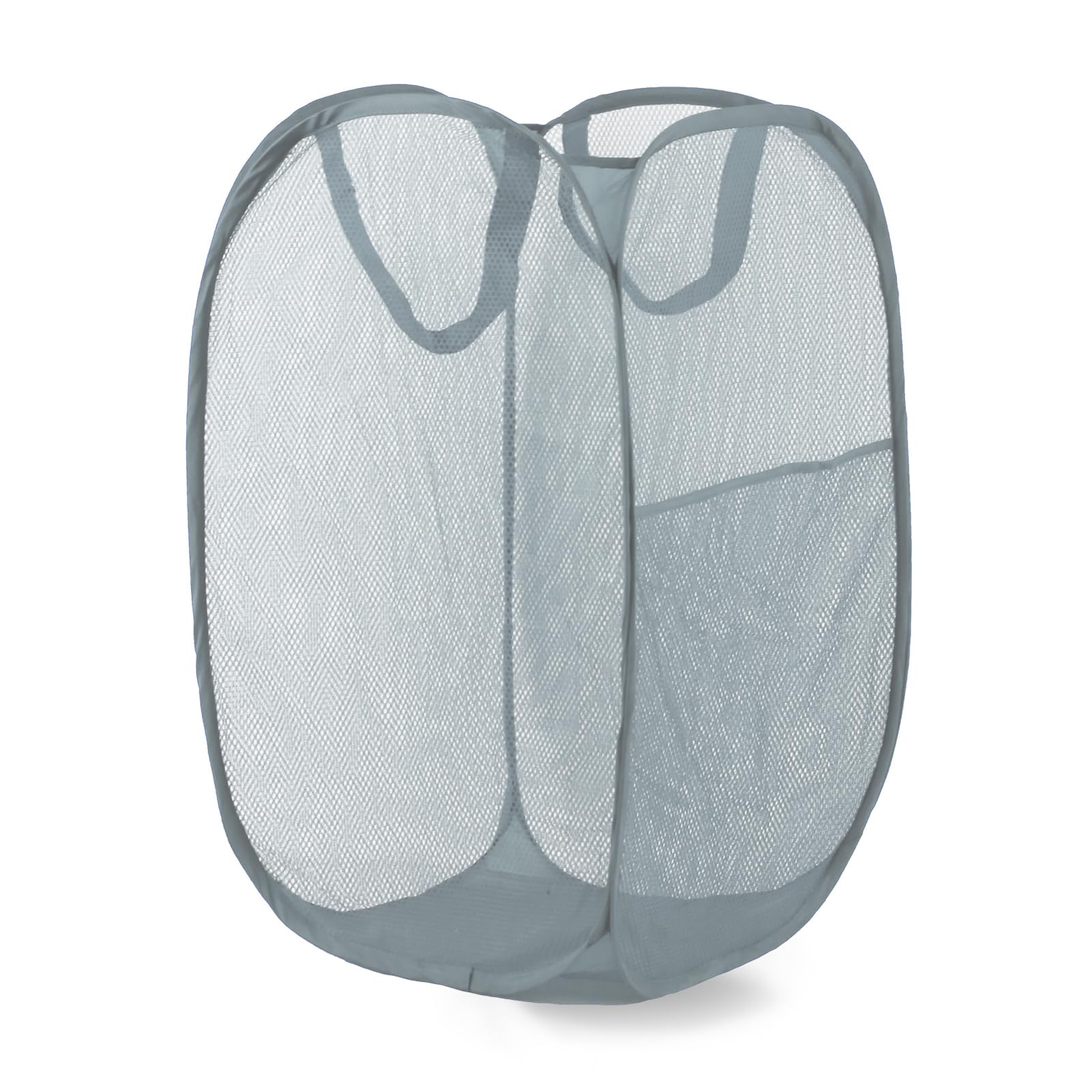 LXLOVESM Pop Up Laundry Hamper, Mesh Laundry Basket Collapsible, Foldable Hamper for Travel and Storage (Grey)