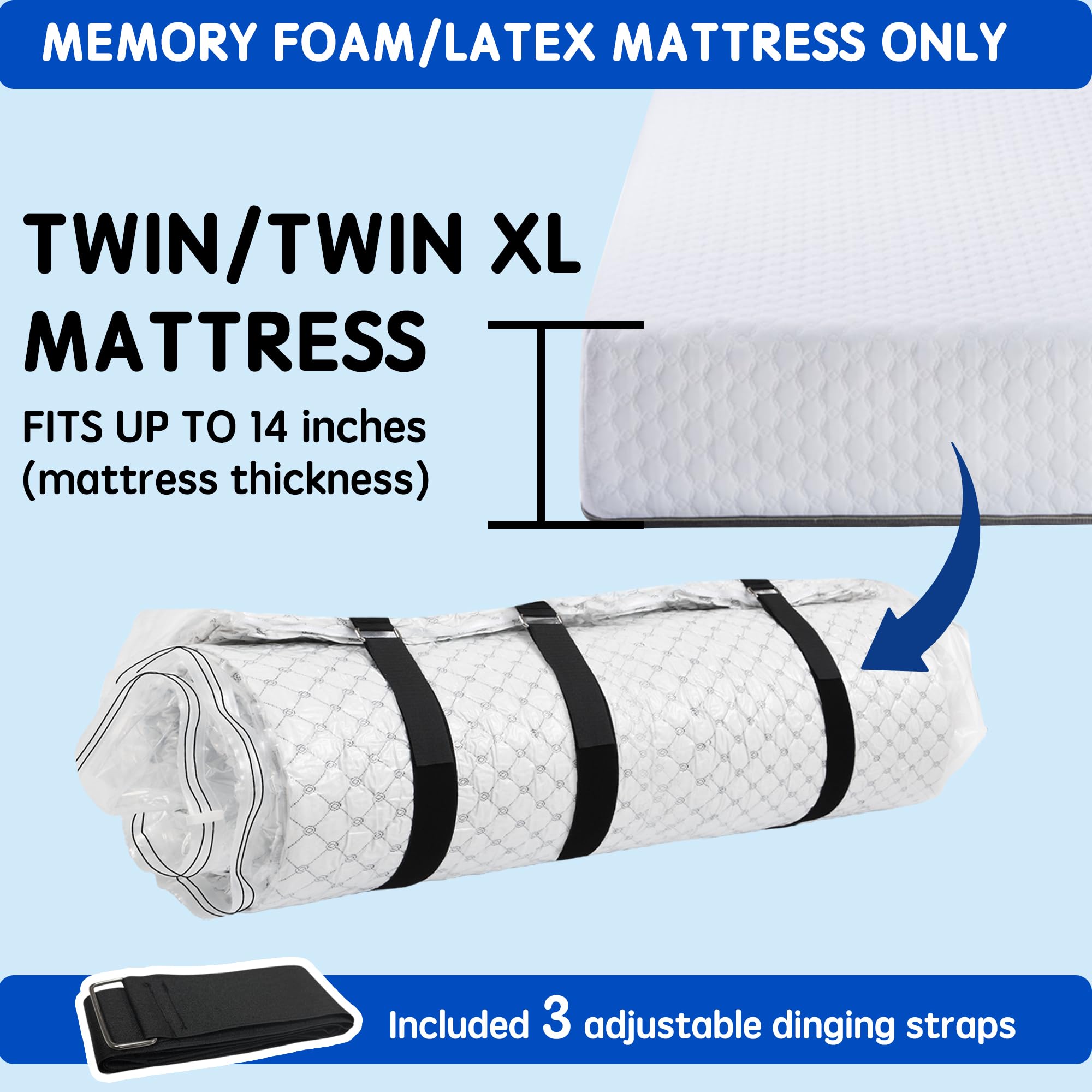 Storage Master Vacuum Storage Bag For Twin Size Mattress - Ideal For Memory Foam And Latex Up To 14 Inches - Designed For Easy M