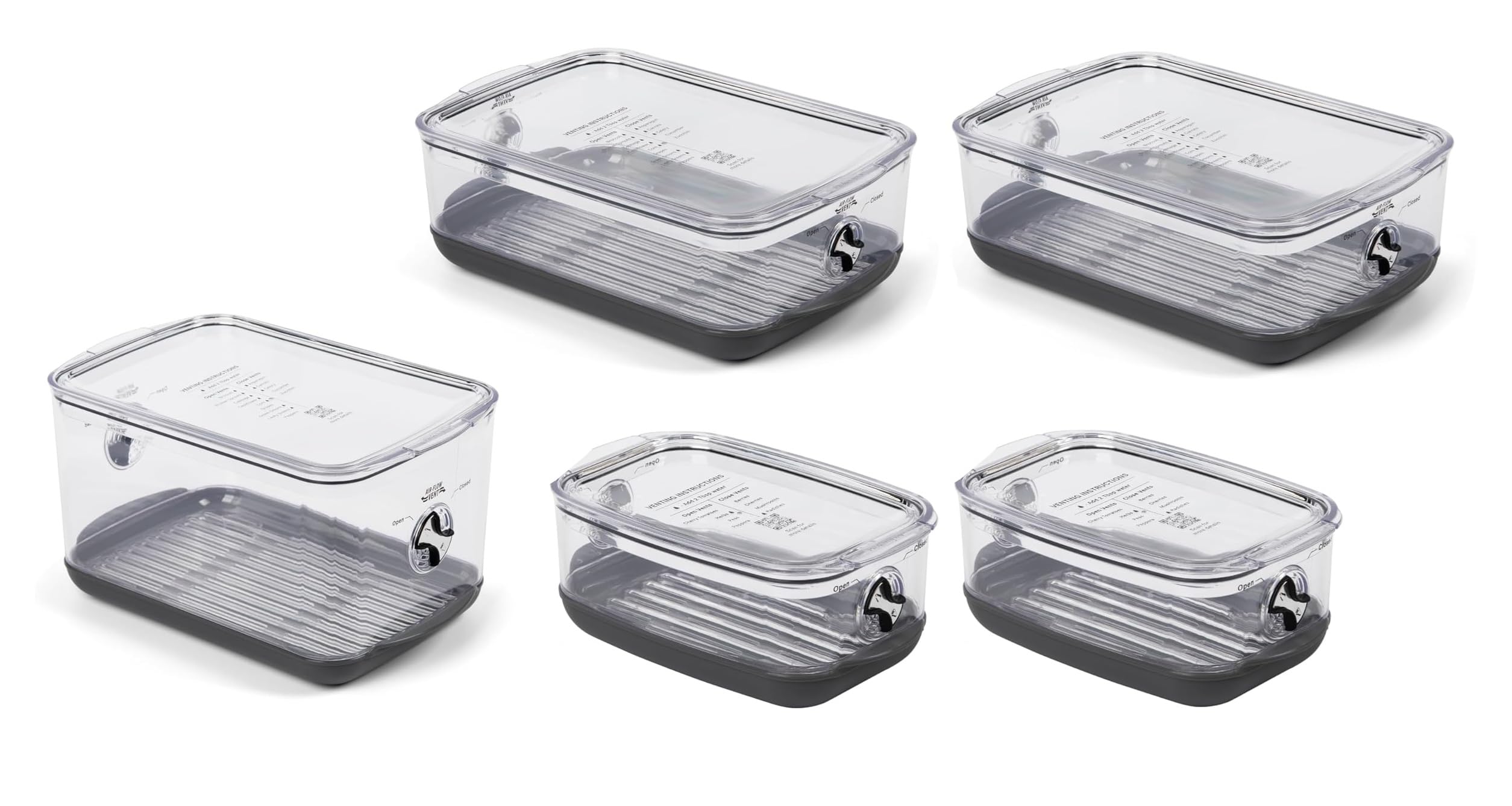 Prokeeper+ By Progressive Stackable Produce Prokeeper Storage Container With Stay-Fresh Vent System (Pks-5Pc-Produce+)