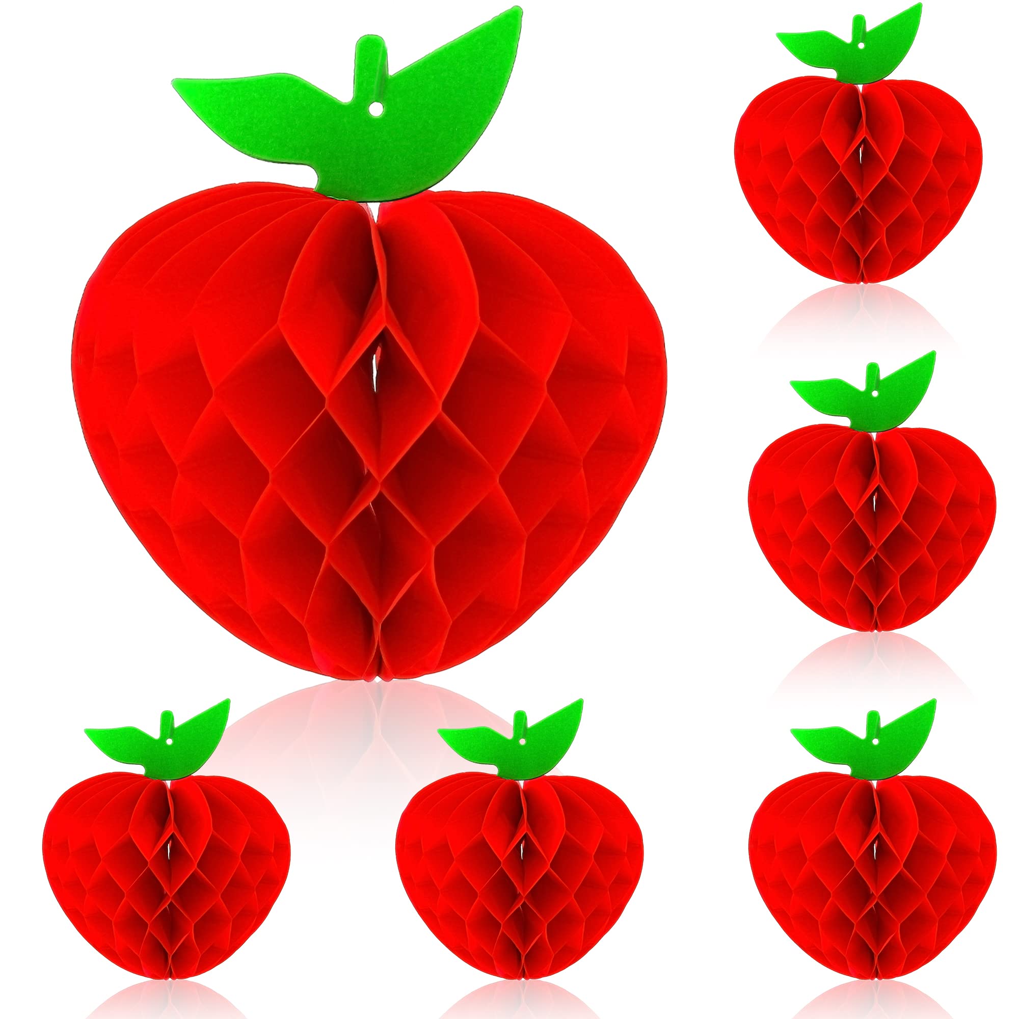 Katchon, Red Apples Honeycomb Centerpiece Decorations - Large, Pack Of 6 | Back To School Decorations For Classroom | Apples Han