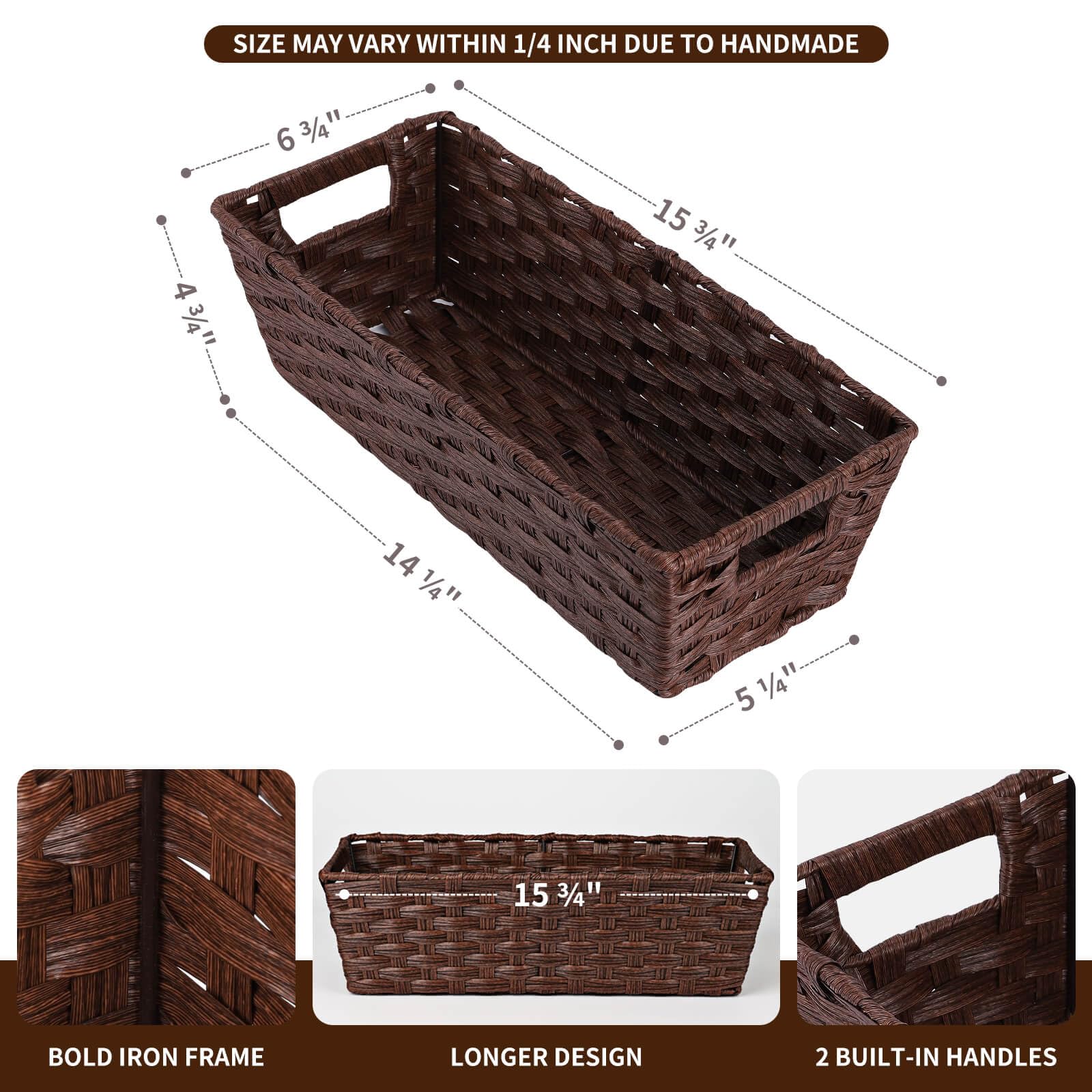Onlytak Plastic Wicker Storage Baskets, Toilet Tank Baskets, Bathroom Baskets, Baskets For Decor, Woven Storage Baskets For Orga