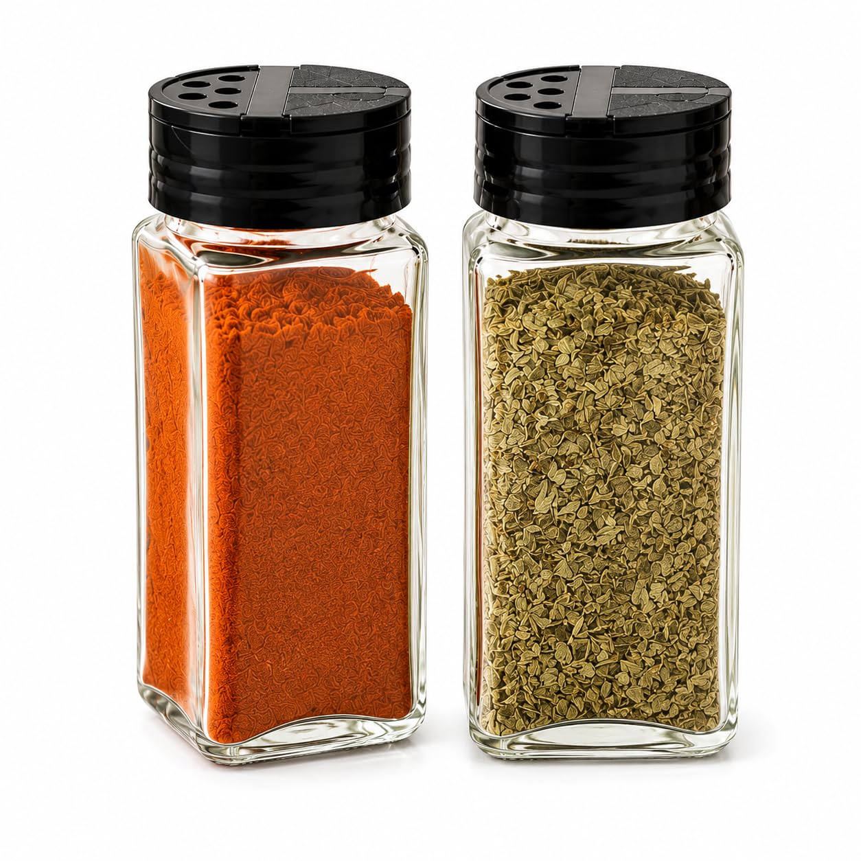 Giftriya Kitchen Spice Jar Set Of 2 Glass Containers 120Ml With Dual Sifter Pour Lid For Masala Salt Pepper Dry Herbs Seasoning 