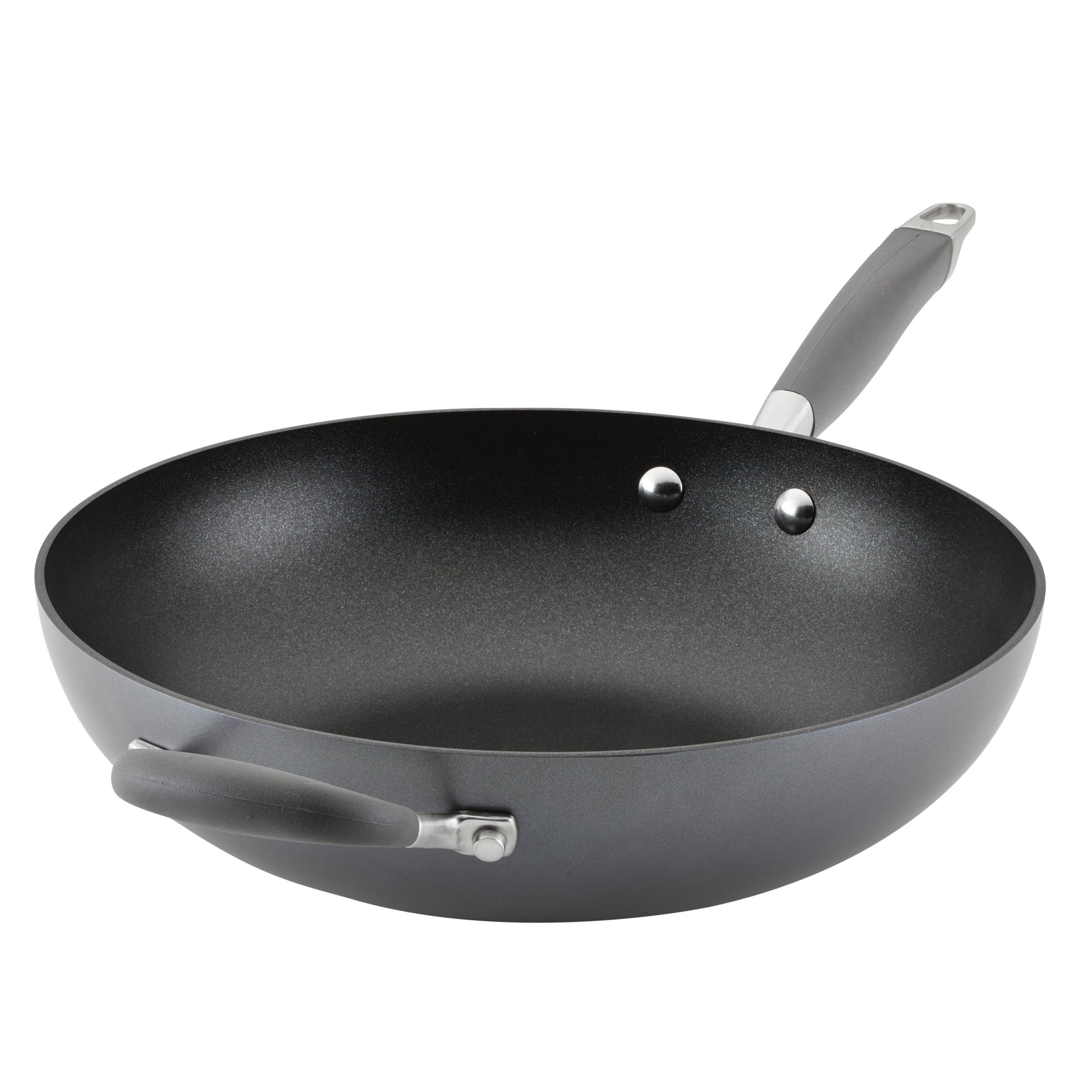 Anolon Advanced Home Hard Anodized Nonstick Pan, Stir Fry w/Helper Handle (12), Moonstone