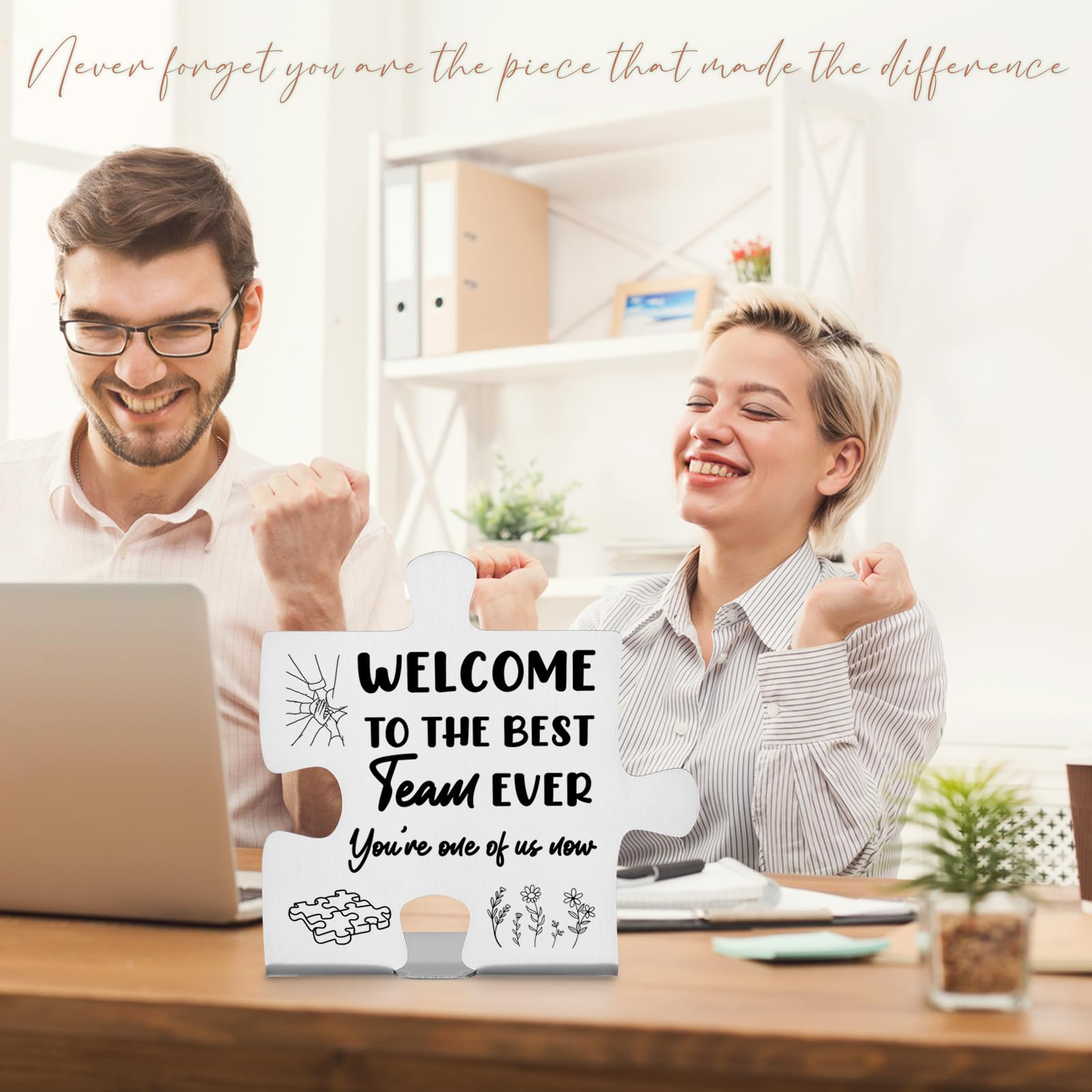 Welcome to the Team Desk Sign, New Employee Gift for Coworker Office Staff, Youre One of Us Now Puzzle Plaque, Motivational Team