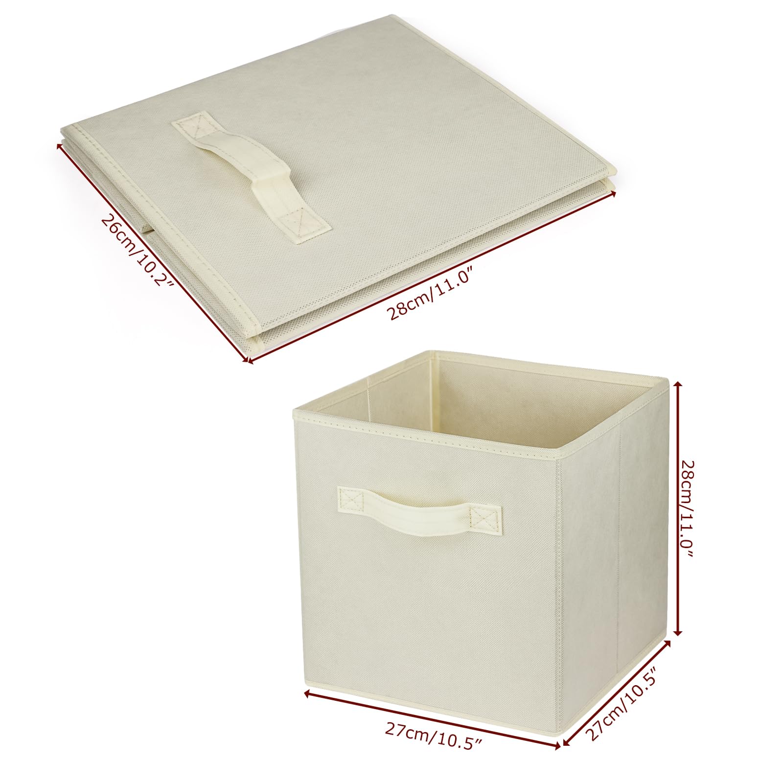 Zuihug 3 Pcs Storage Cubes, 10.5 Inch Collapsible Storage Bins, Fabric Foldable Bins For Organization, Durable Storage Bins For
