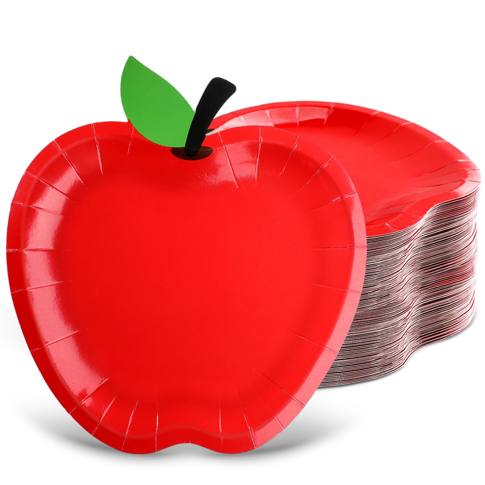Uiifan 60 Pcs Back To School Paper Plates Red Apple Shaped Disposable Plates Snow Party Apple Decorations Red Decorative Tablewa
