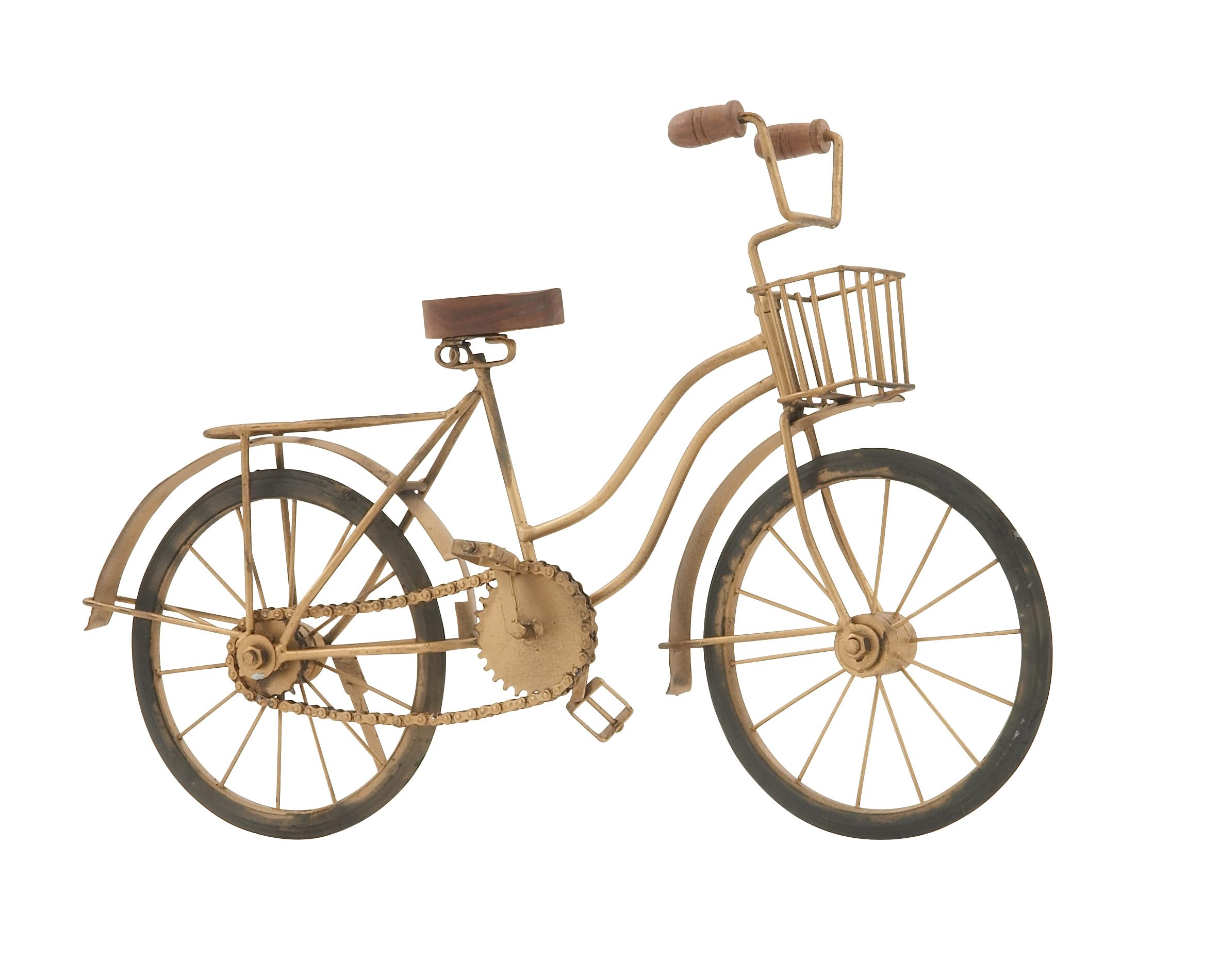 Deco 79 Metal Bike Decorative Sculpture Home Decor Statue, Accent Figurine 19 x 5 x 12, Brown