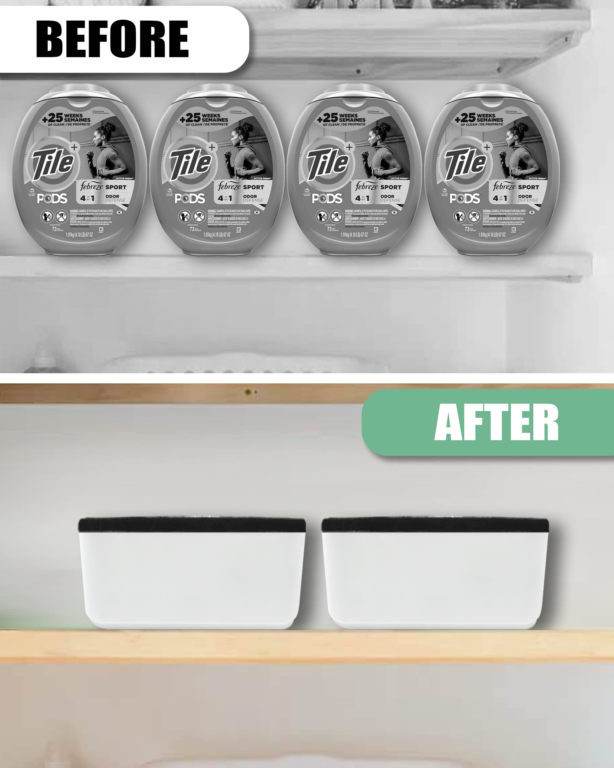Skywin Laundry Pod Container With Slide Lid (Black)-15   X8.7   X4.5   - Holds 11 Pounds, Fits 2 Bottles Of Laundry Detergent Or
