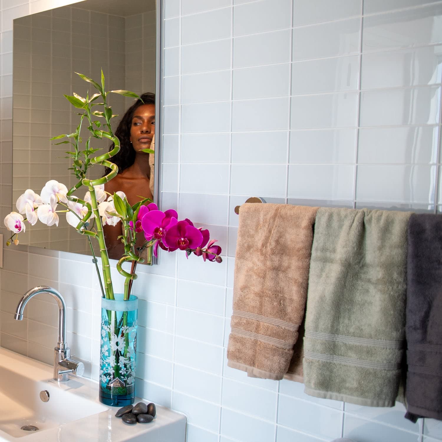 Mosobam Luxury Turkish 8Pc Towel Set 30X58 16X30 13X13 Charcoal Gray (Dark Grey) 700 Gsm Bamboo Viscose & Aegean Turkish Combed