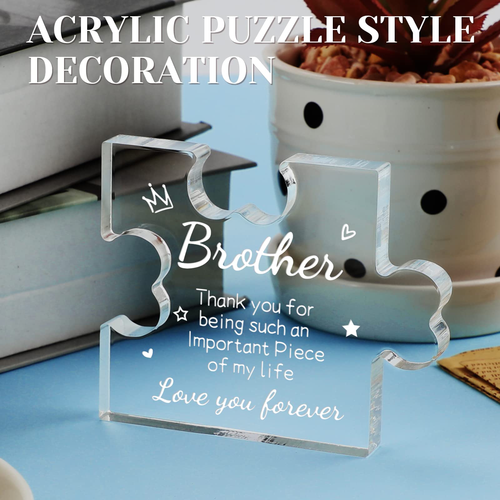Funnli Gifts for Brother Men Boys Acrylic Plaque - Christmas Fathers Day Birthday Gifts for Brother 3.35 x 2.76 Inch - Brother S