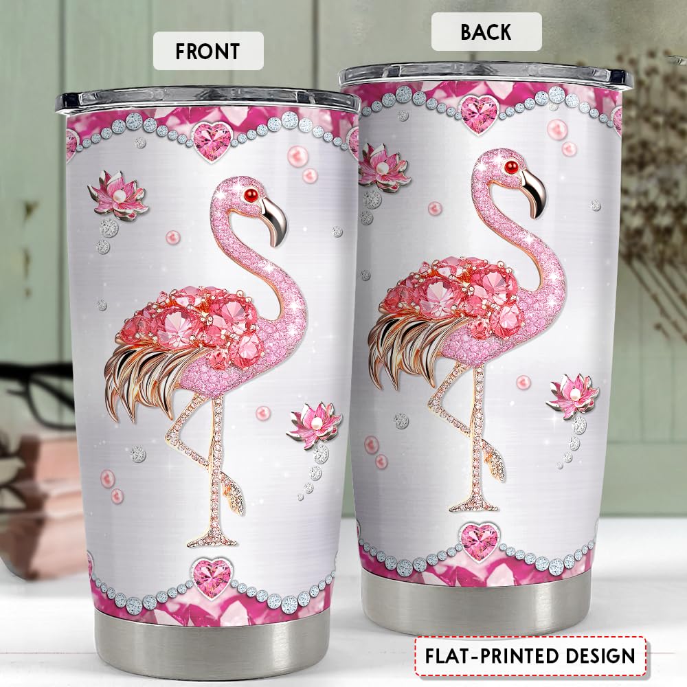 Flamingo Gifts for Women Girls Pink Flamingo Tumbler 20oz Jewelry Drawings Stainless Steel Insulated Tumblers Coffee Travel Mug