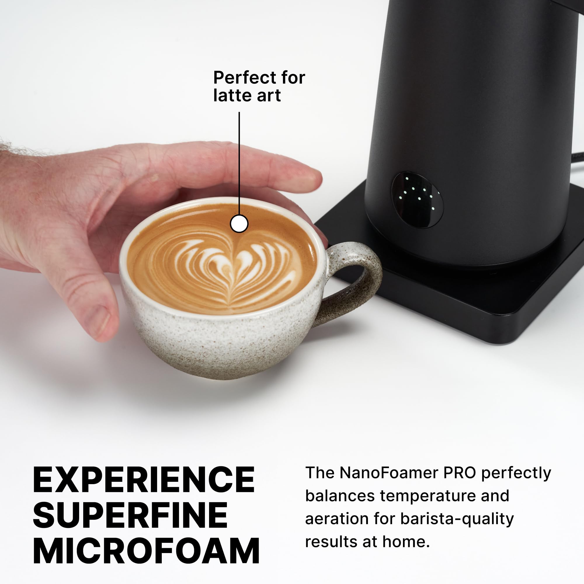 Subminimal NanoFoamer Pro Gen-2 - Revolutionary Hands-Free Microfoam Milk Maker for Cafe-Quality Foam, Coffee Bar Accessories fo