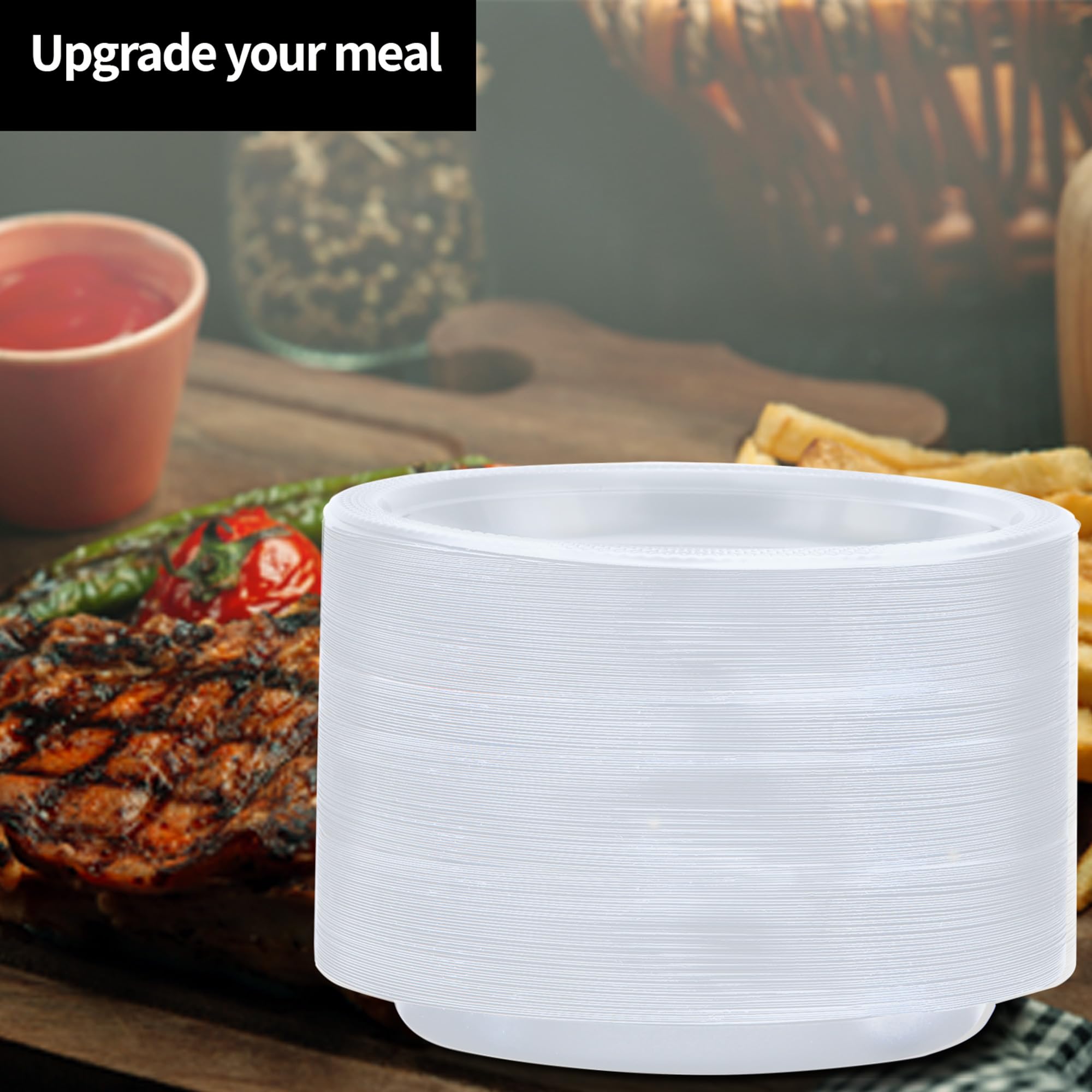 Clear Solid Color Premium Heavy Weight Plastic Dinner Plate (9'') 50 Count - Elegant & Durable For Parties & Events