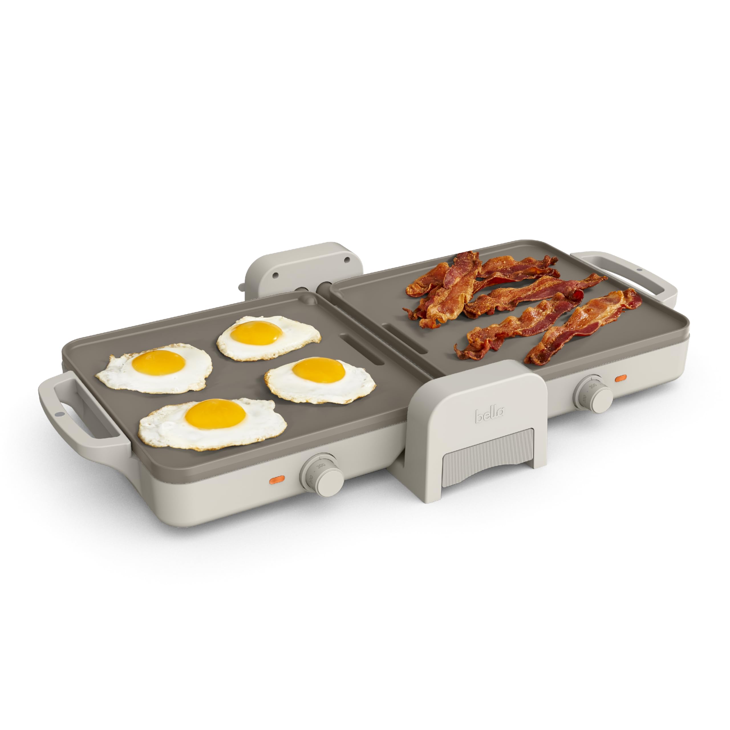 Bella 10x 20 Ceramic Fold-n-Store Dual Temp Griddle, Fits-anywhere Kitchenware, EverGood Ceramic Nonstick Coating, 2 Temperature