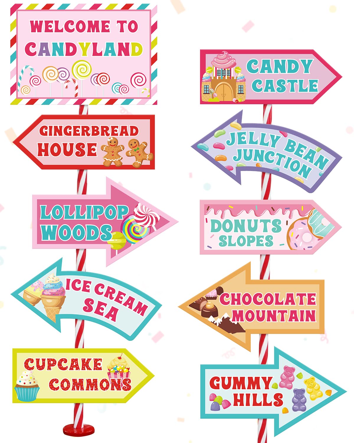 Huray Rayho 20 Pcs Candyland Party Decorations - Candy Land Party Signs - Welcome Candyland Birthday Party Photo Prop - Sweet Ca