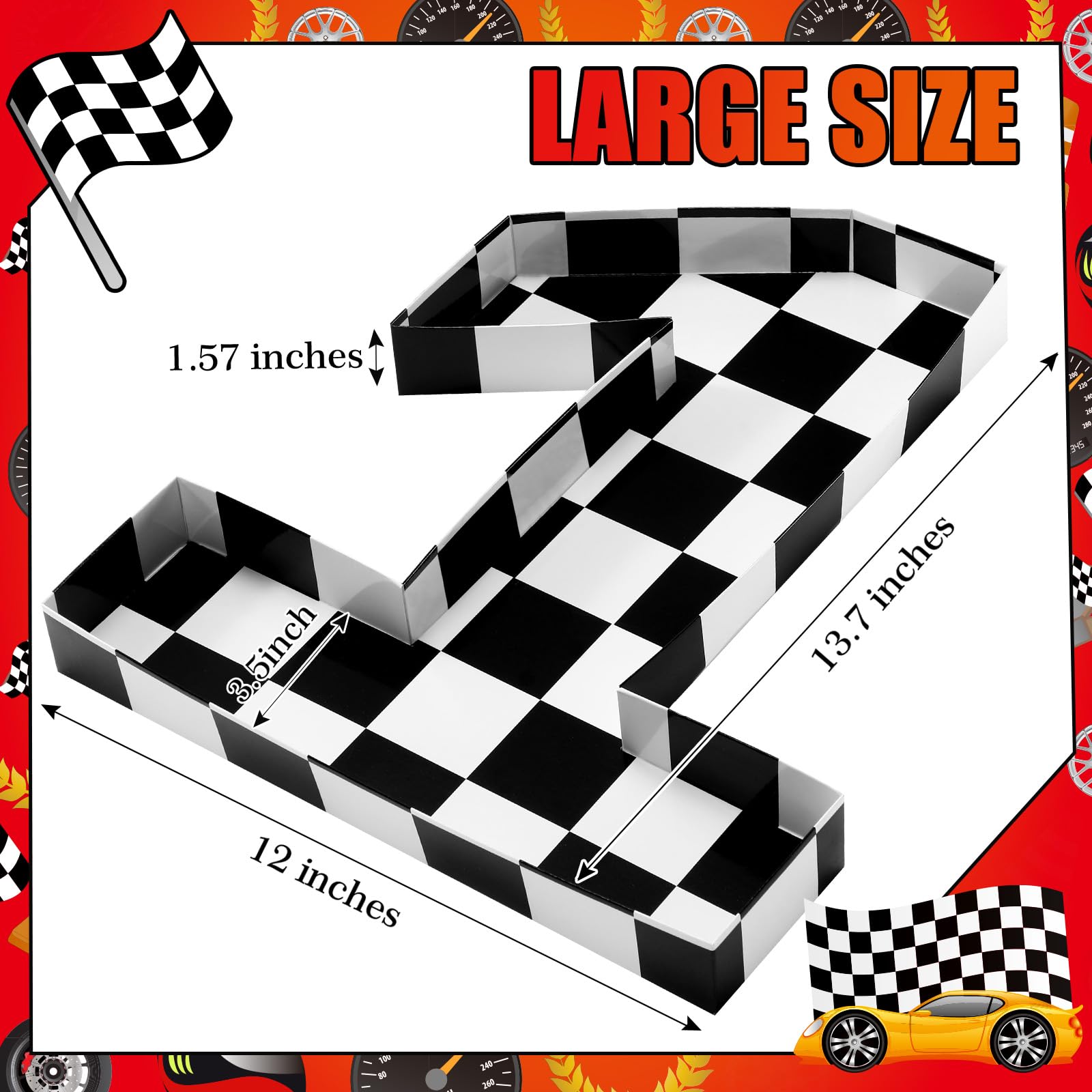 Mifoci 13.7 Race Car Cardboard Fillable Number Box for Charcuterie Fast Birthday Party Decor 1st 2nd 3rd 5th Number Shaped Box B