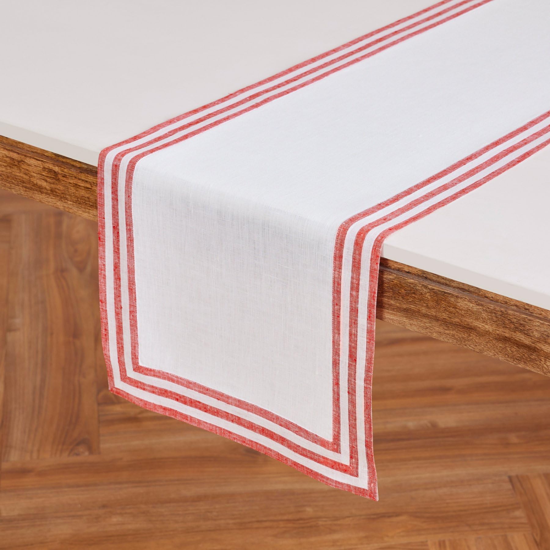 Solino Home Linen Table Runner 72 Inches Long - Mila, 100% Pure Linen Red Table Runner 14 X 72 Inch Ideal For Wedding, Parties,