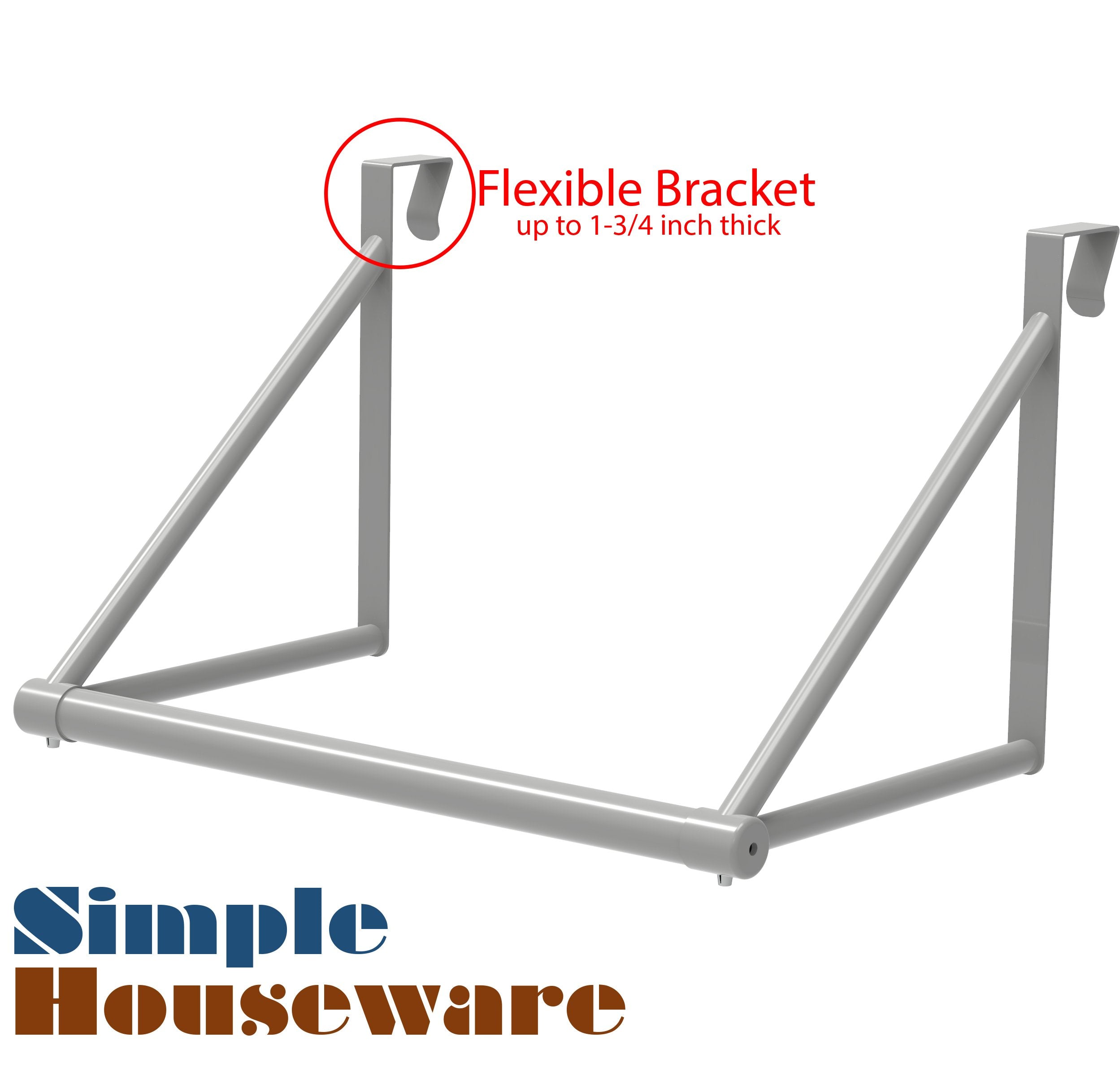 Simple Houseware Over the Door Clothes Hanging Rod  Silver