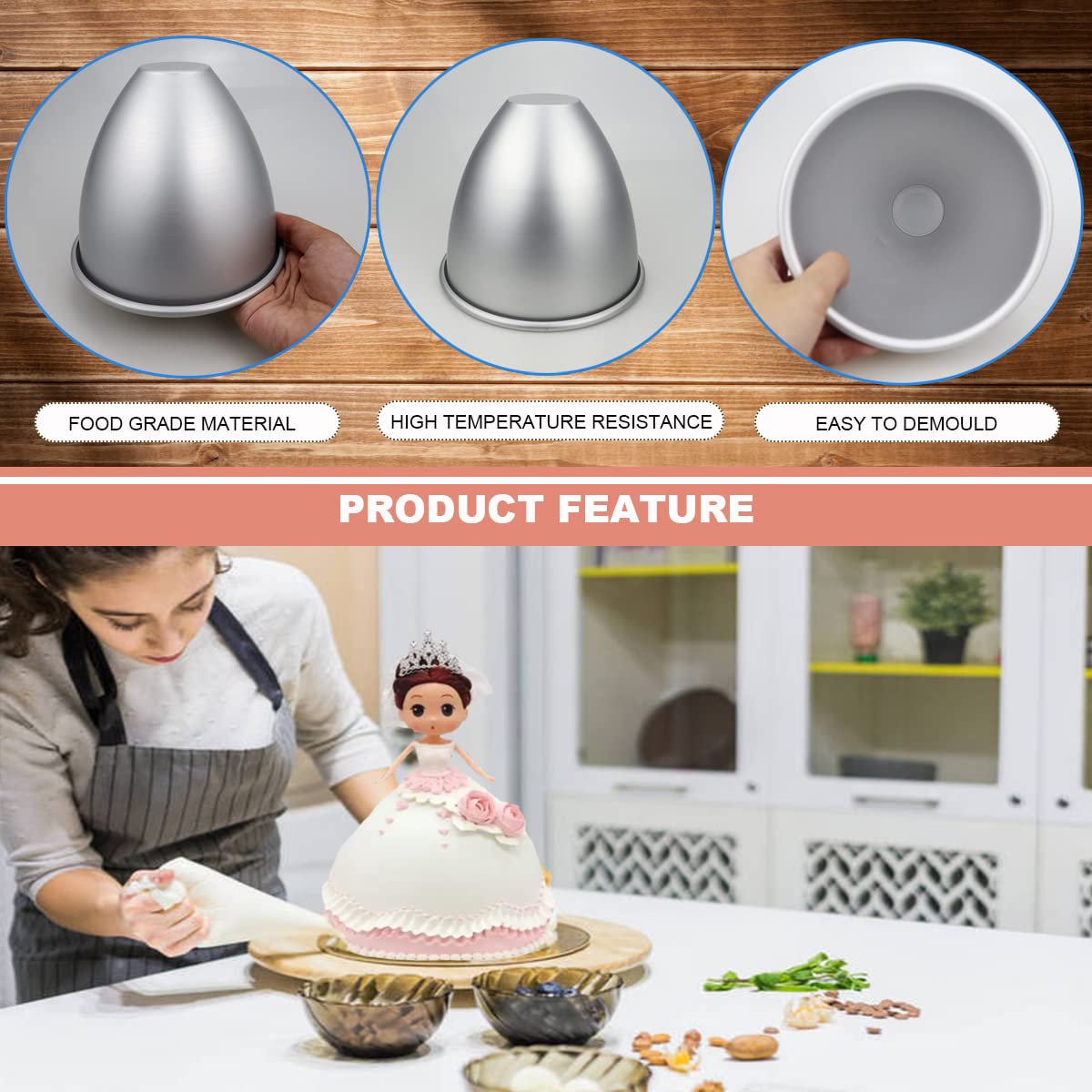 Doerdo Doll Dress Cake Pan Mold Princess Doll Cake Bottom Mold Baking Dessert Mold For Home Party, 13X11.5Cm