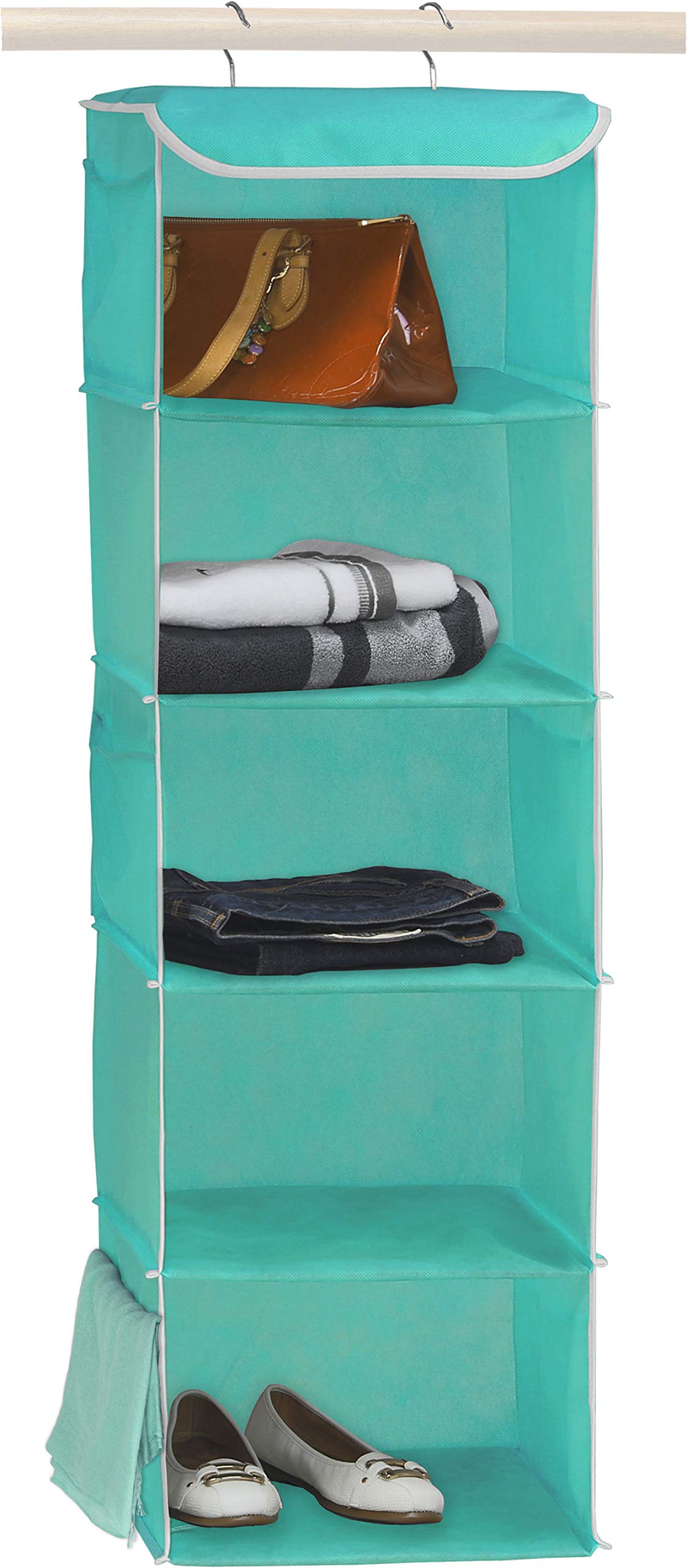Simple Houseware 5 Shelves Hanging Closet Organizer, Turquoise