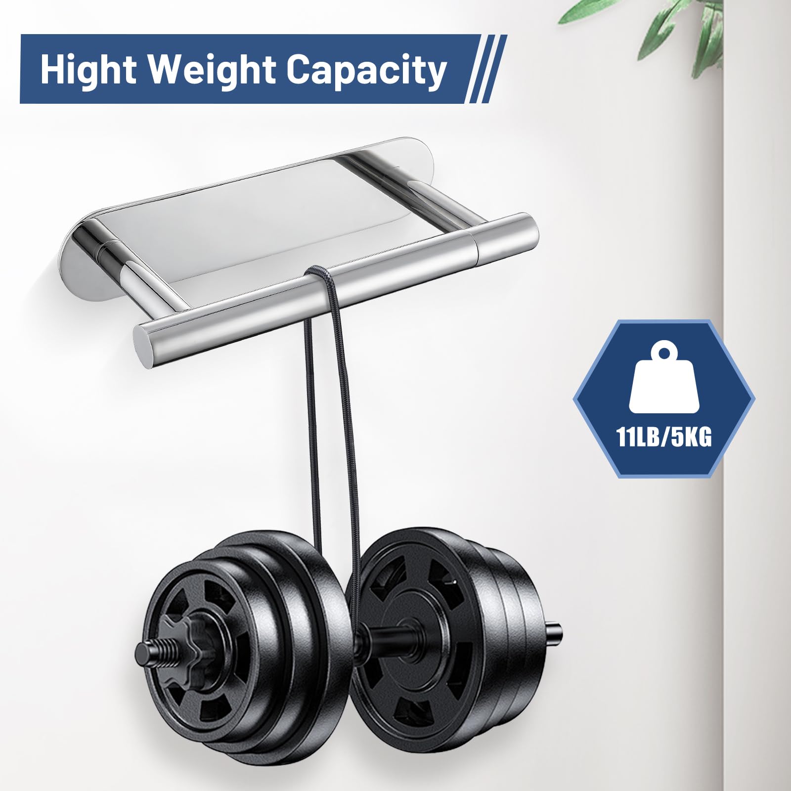 Self Adhesive Chrome Toilet Paper Holder, Sus304 Stainless Steel Toilet Roll Holder, Double Base Paper Towel Holder Wall Mount N