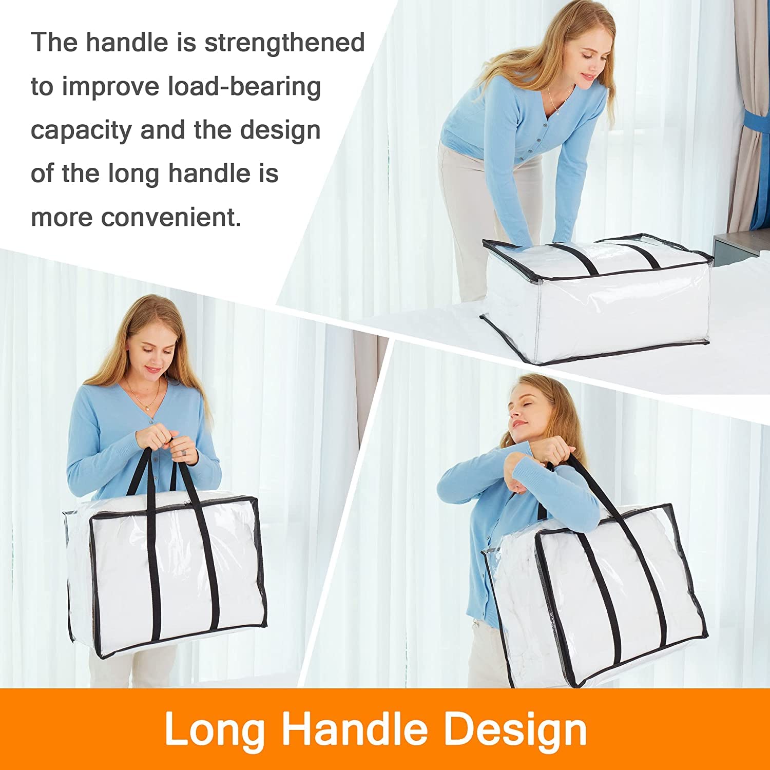 Vieshful 7 Pack Clear Clothes Storage Bag, 110L Zippered Closet Organizer, Plastic Storage Containers Moving bags for Comforter,