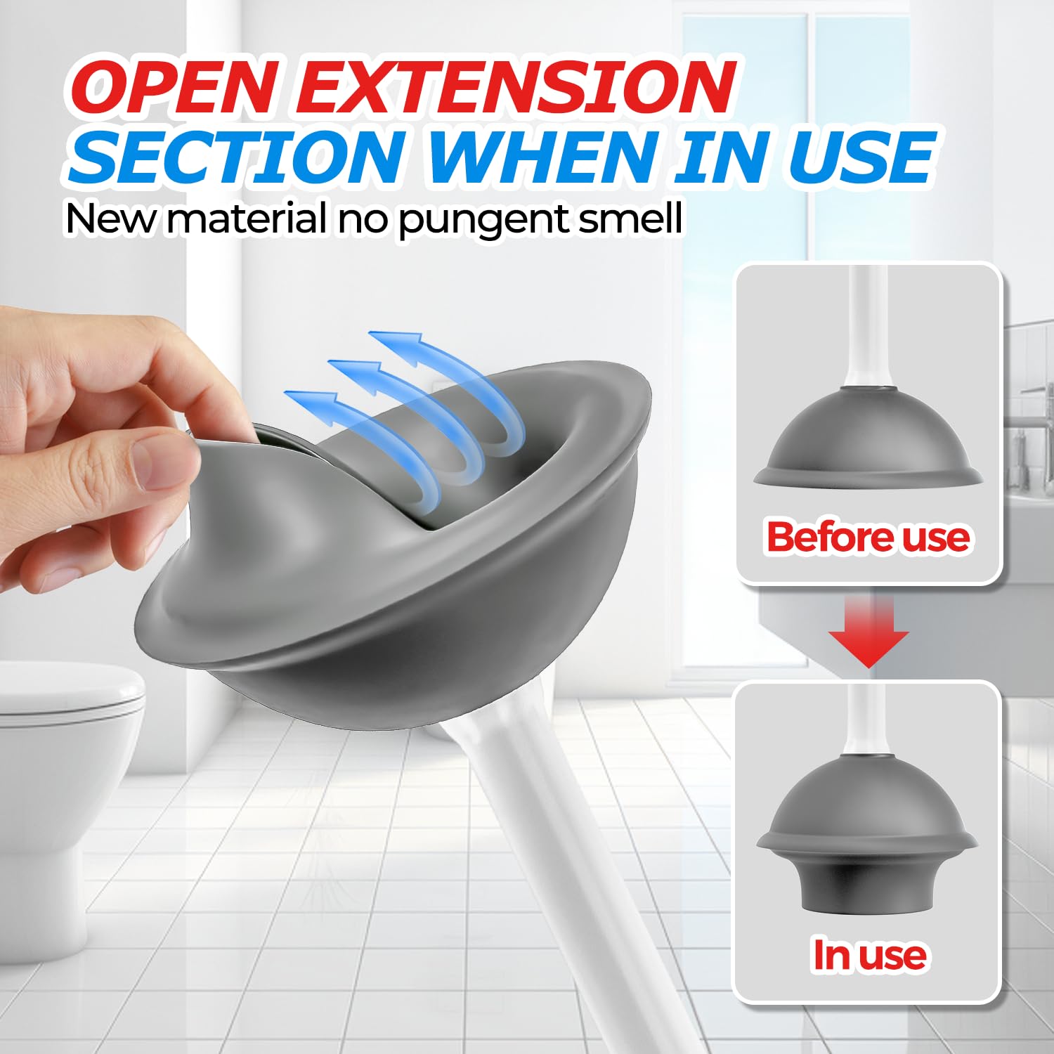 Forasto Toilet Plunger With Holder,Plungers For Bathroom With Holder,Heavy Duty Plunger With Cover,Bathroom Decor,Bathroom Acces