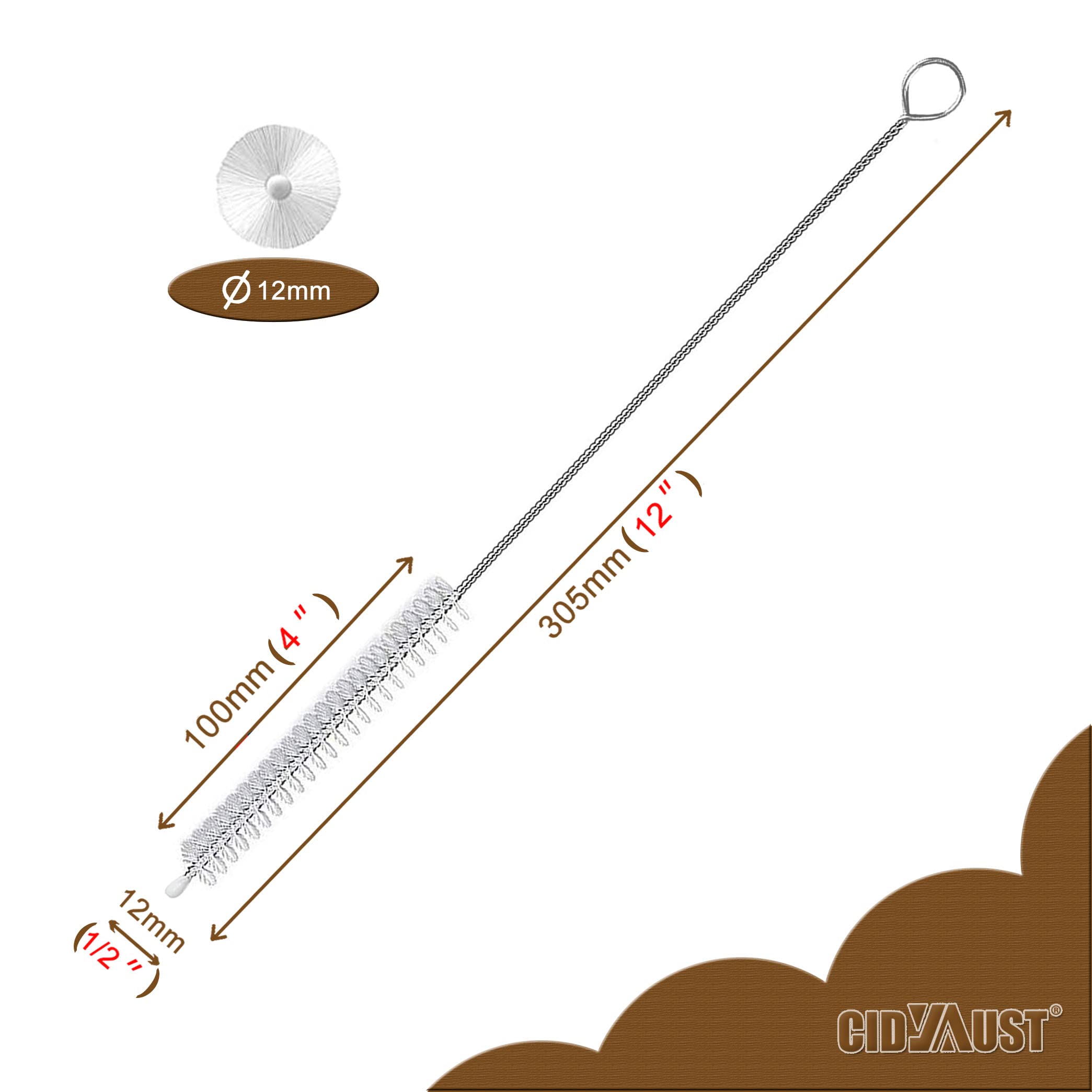 Straw Cleaner Brush Extra Long 12 Inch, Extra Wide 12Mm Diam Straw Brushes For Cleaning Straws, Straw Cleaning Brush For Tubes,
