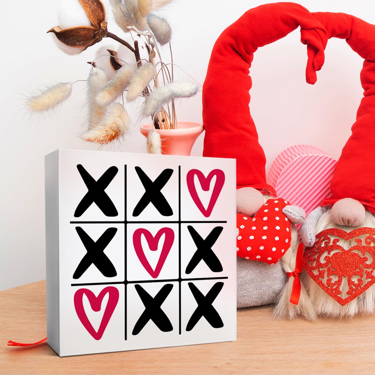 Valentine's Day Decorations Wooden Sign, Romantic Desk Tabletop Decor, Love Gifts for Her Him Boyfriend Girlfriend Wife Husband