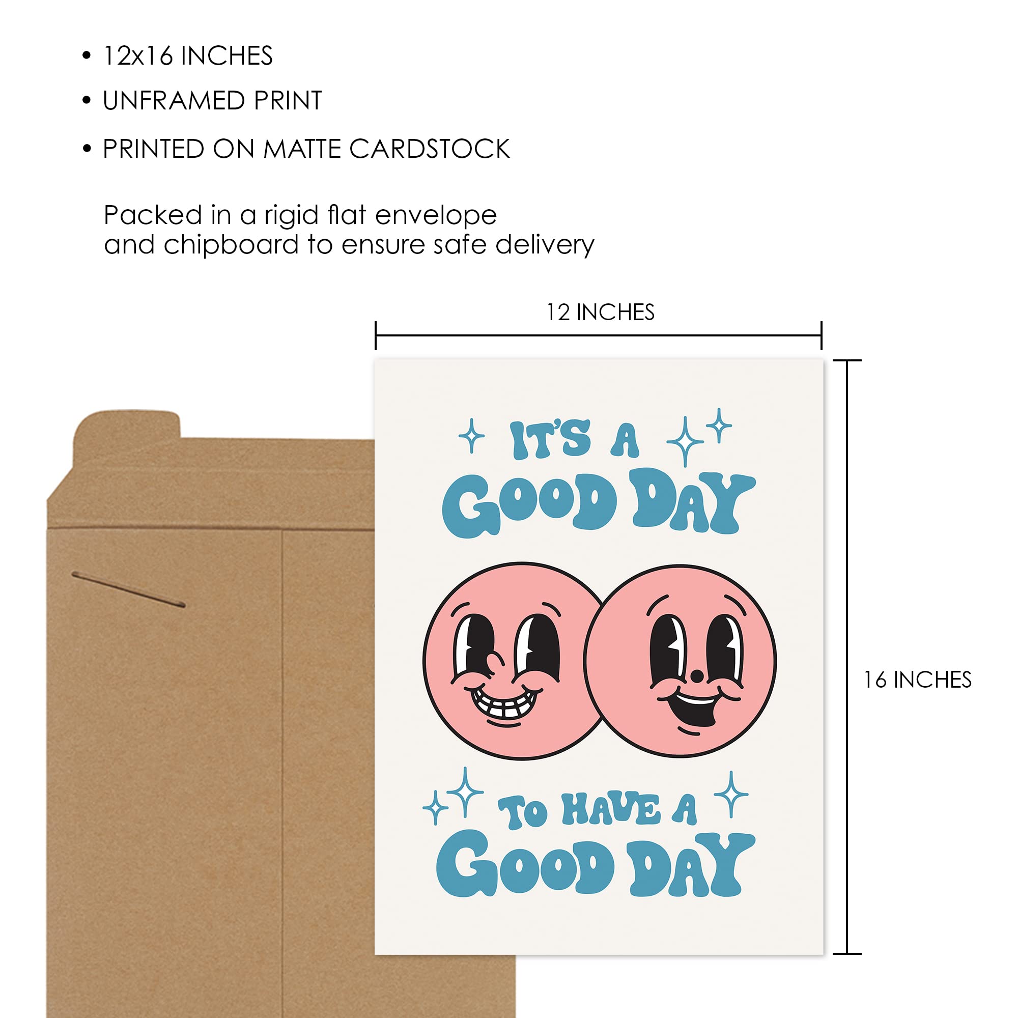 It's A Good Day Retro Poster  Retro Happy Face Wall Art  60s 70s Aesthetic Poster  Positive Quote Wall Art  Cute Room Decor  Cool Wall Decor