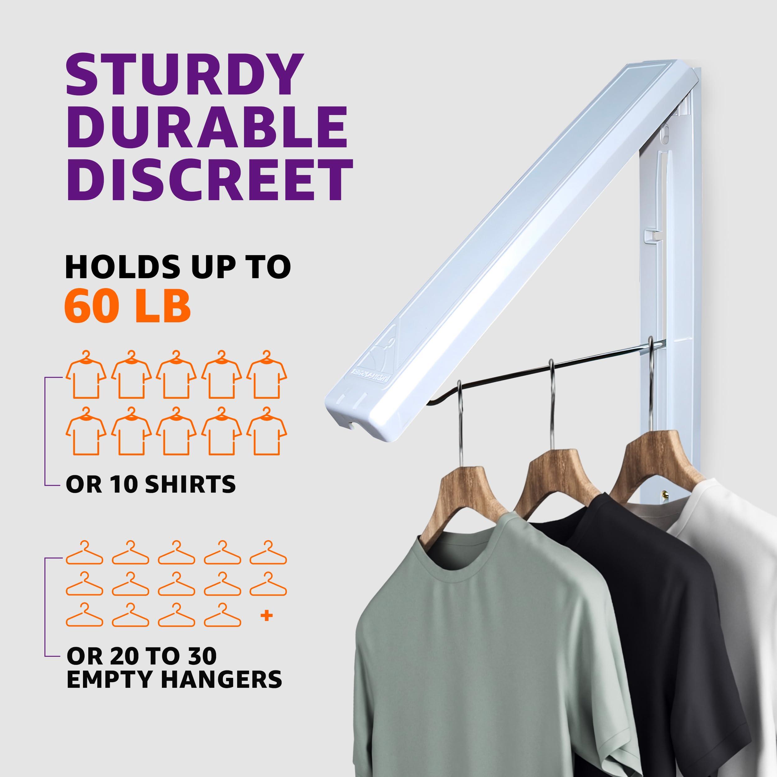 InstaHanger - The Original Foldable Clothes Drying Rack - Space Saving Laundry and Closet Organizer - 2 Pack Original Wall Mount