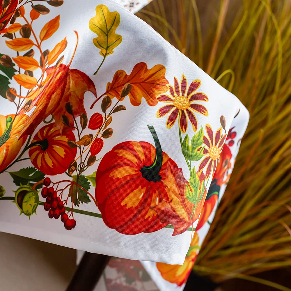 ARTABLE Rectangle Fall Tablecloth Printed Vintage Floral Table Cloth for Autumn Harvest Picnic Outdoor Home Holiday Long Dining Kitchen (Pumpkin  33 x 33 Inch)